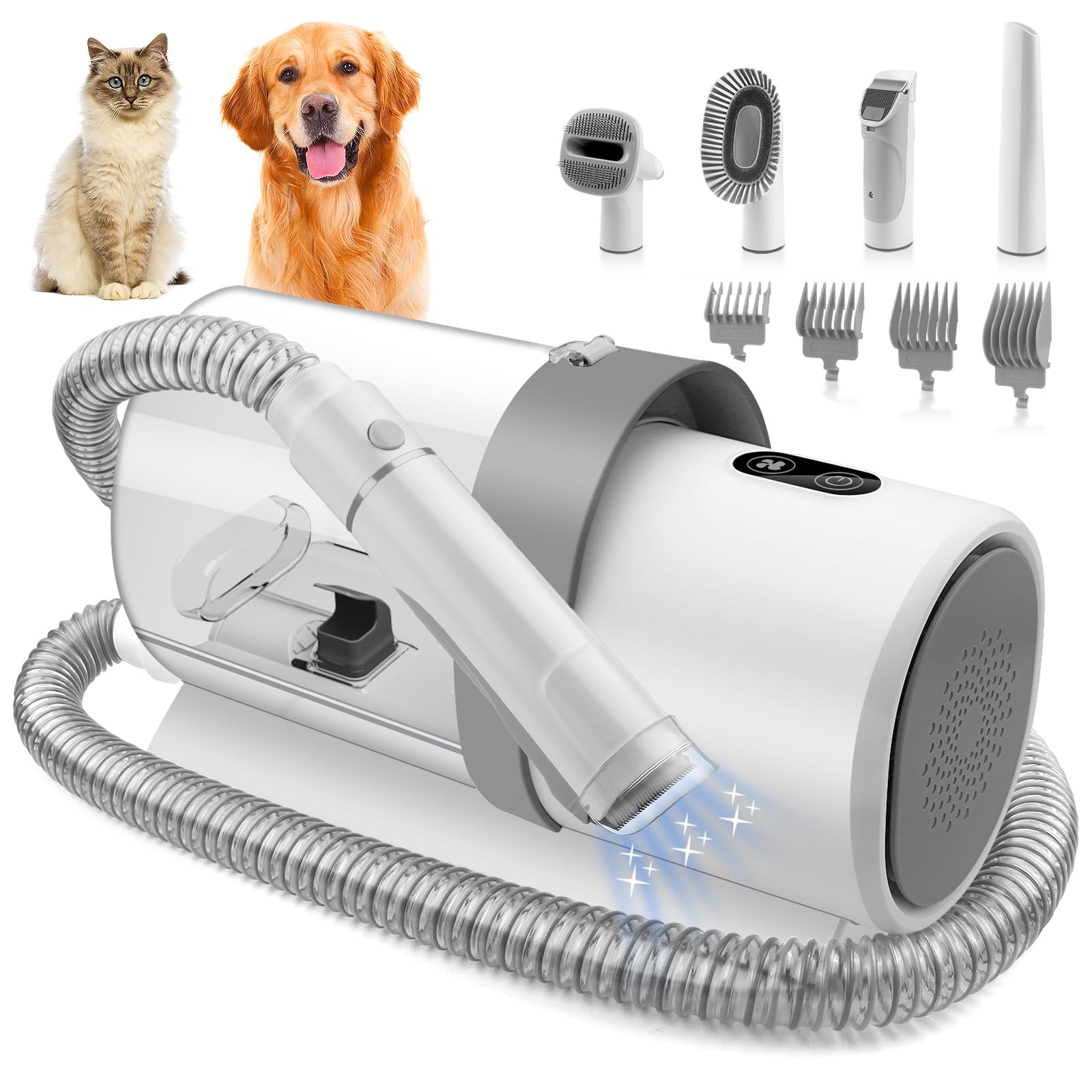 **YikTOL Dog Grooming Kit - 4 Hair Clipper Combs, 2.5L Vacuum Cleaner & 5 Pet Grooming Tools for Shedding - Low Noise for Home Cleaning - Perfect for Dogs, Cats & Small Pets**    *(Use Case: Ideal for at-home pet grooming, reducing shedding, and keeping your home clean with minimal noise.)*