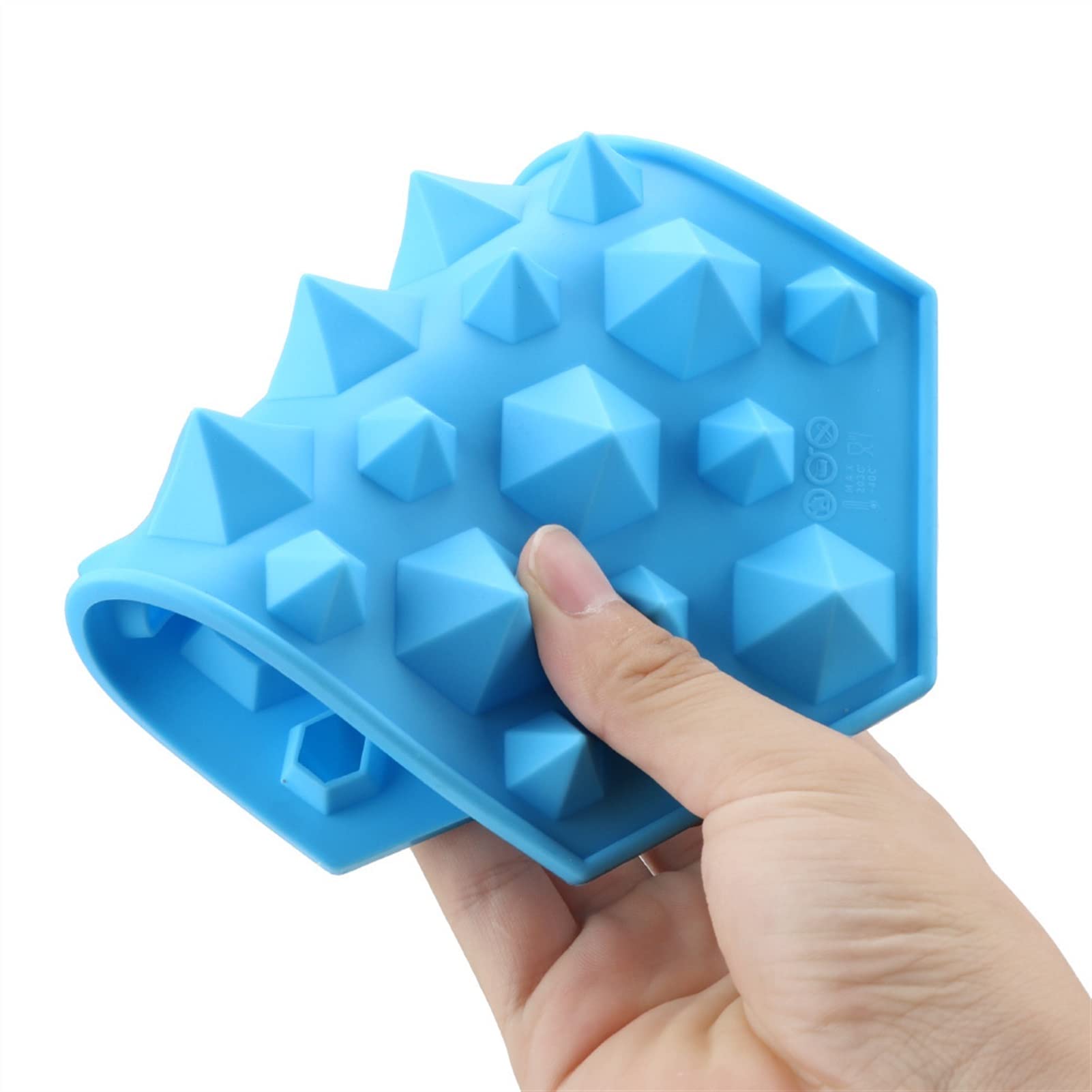 3D Diamond Silicone Ice Cube Tray - Whiskey Ball Maker, Chocolate & Pudding Mold for Cocktails, Party, Bar, DIY Desserts - Reusable Ice Cream & Cocktail Ice Mold (Blue) - Perfect for Home Bars, Cocktail Parties, and DIY Frozen Treats