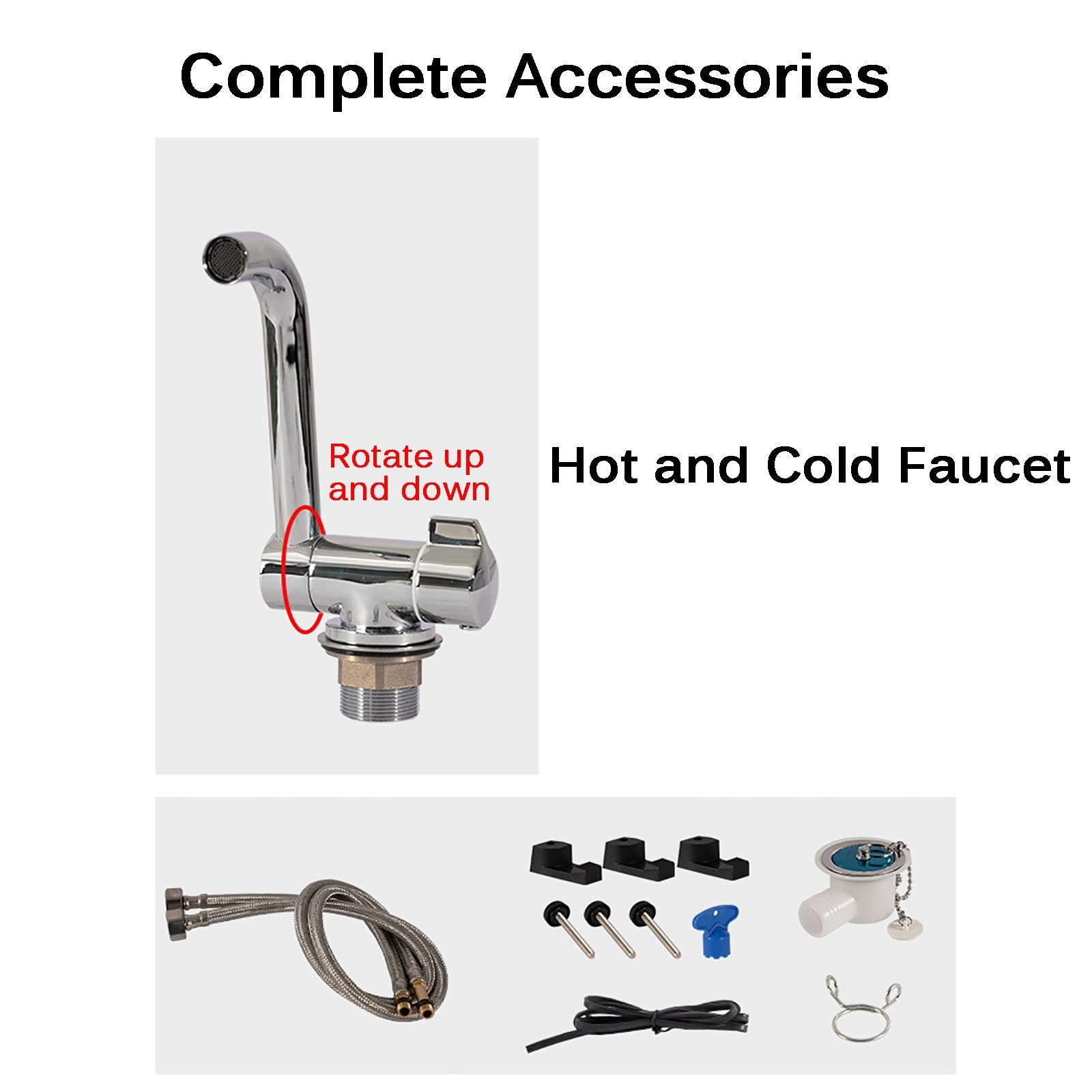Stainless Steel Small RV Sink with Folding Faucet & Lid - Compact Campervan Kitchen Sink Kit | Durable Camper Accessories for Tiny Homes, Van Life & Outdoor Adventures (Square Design)