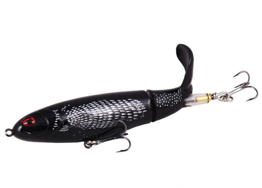 Whopper Popper Fishing Lure - Soft Rotating Tail Artificial Bait for Bass, Trout & Pike - Topwater Fishing Lures for Freshwater & Saltwater