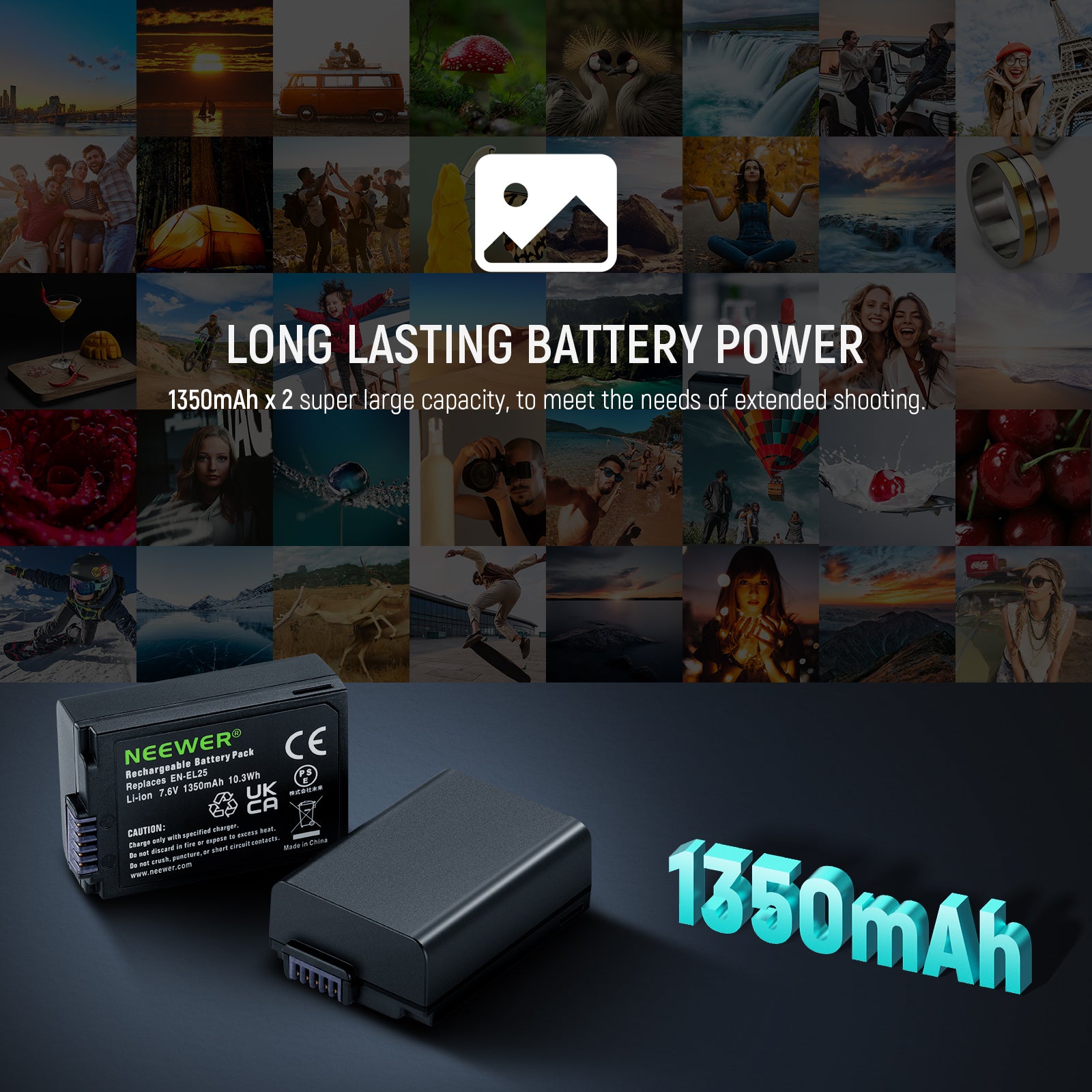 NEEWER EN-EL25 Replacement Battery & LCD USB Dual Charger for Nikon DSLR Cameras - Perfect for Travel, Photography, and Professional Use