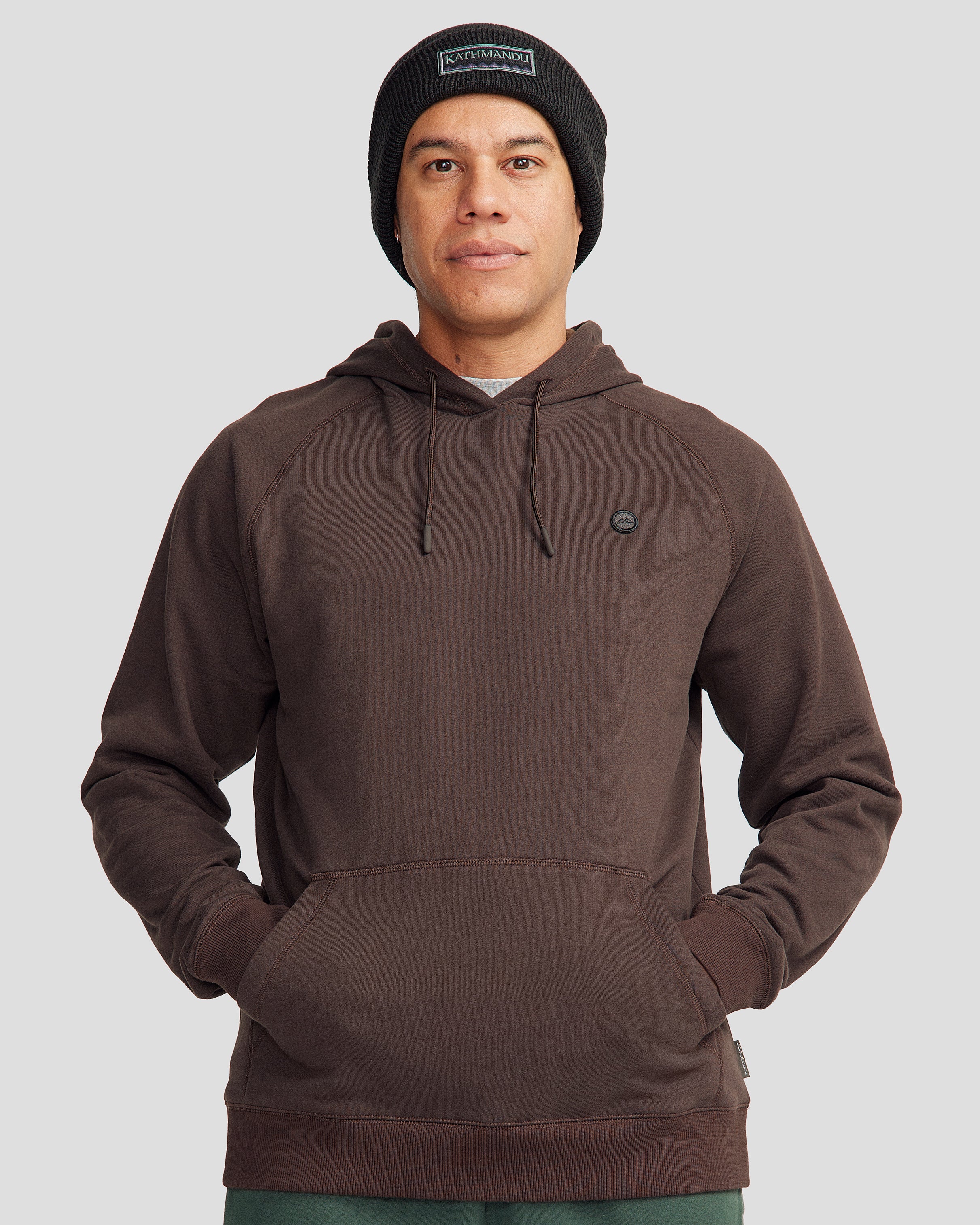 Men's Peak Badge Hoodie - Comfortable Fleece-Lined Pullover for Outdoor & Casual Wear - Cold Brew Coffee Lover's Style