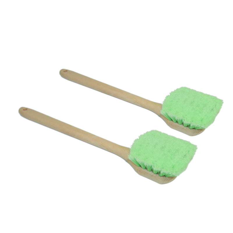 Long Handle Feathered Bristle Scrub Brush - Heavy Duty Cleaning Brush for Kitchen, Bathroom, Tiles & Grout - Perfect for Deep Cleaning Pots, Pans, Sinks & Tough Stains
