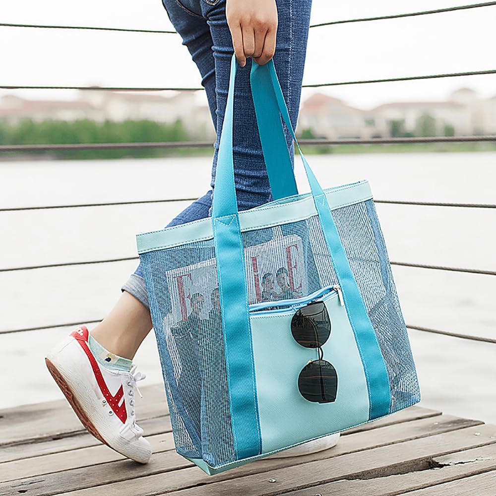 Foldable Mesh Hobo Bag for Women - Lightweight Beach Tote for Shopping, Travel, Picnic & Vacation - Perfect for Summer Outings, Pool Parties & Outdoor Adventures