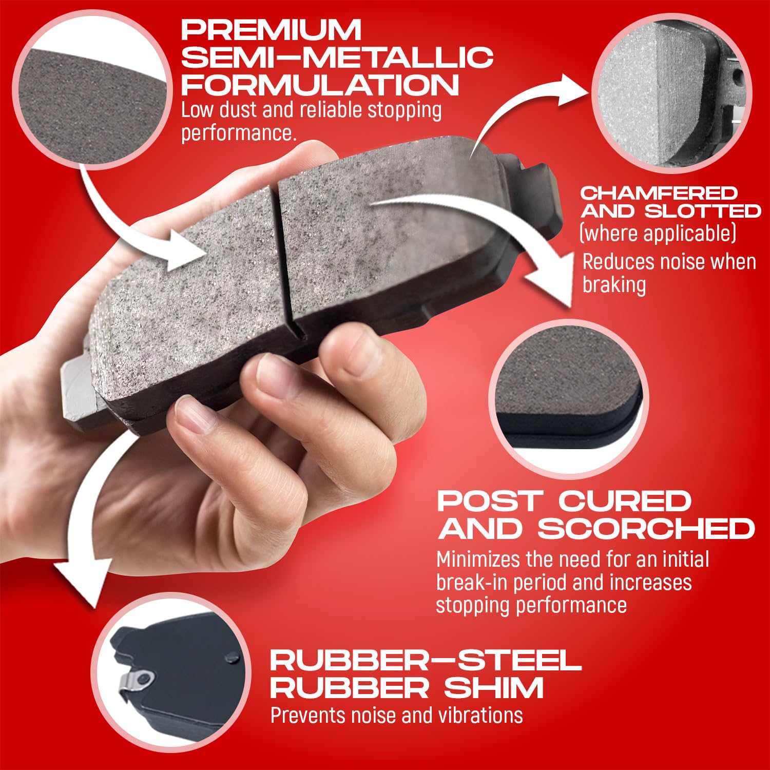 R1 Concepts Premium Front & Rear Brake Kit - Semi-Metallic Brake Pads & Rotors Set (CEB.31055.03) | High-Performance Braking for Cars, Trucks & SUVs | Ideal for Daily Commuting & Highway Driving