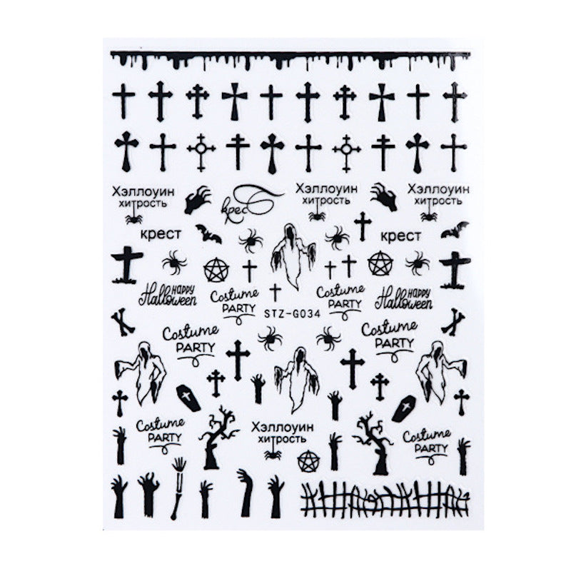 Halloween Nail Art Stickers - Self-Adhesive Nail Decals for Women, 3D Ghost & Pumpkin Designs, Waterproof Nail Stickers for Halloween Parties, Costumes & DIY Nail Art