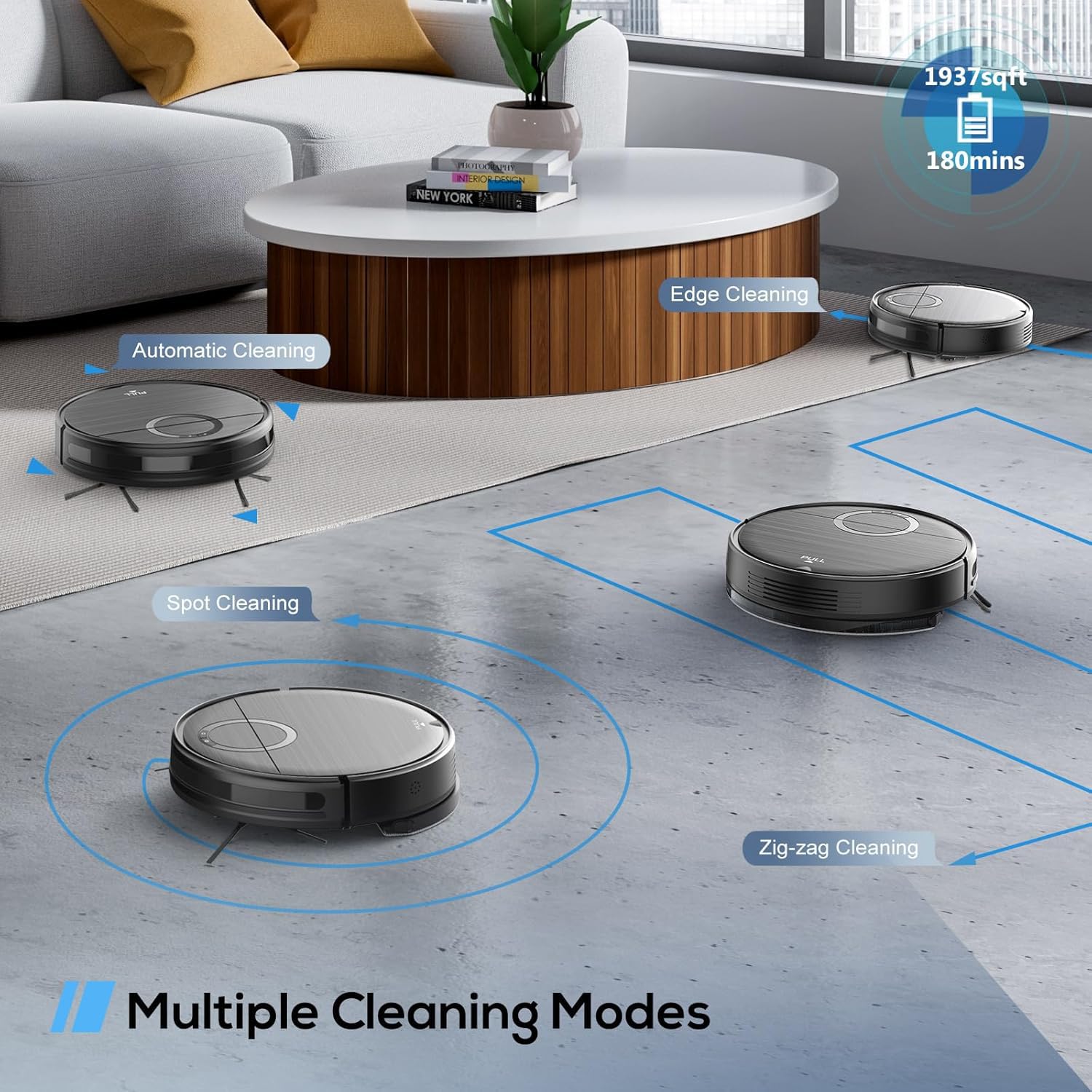 2-in-1 Robot Vacuum and Mop Combo with Wi-Fi/App Control, 2000Pa Strong Suction, Self-Charging - Ideal for Hard Floors, Pet Hair & Low-Pile Carpets | Smart Home Cleaning for Busy Families & Pet Owners