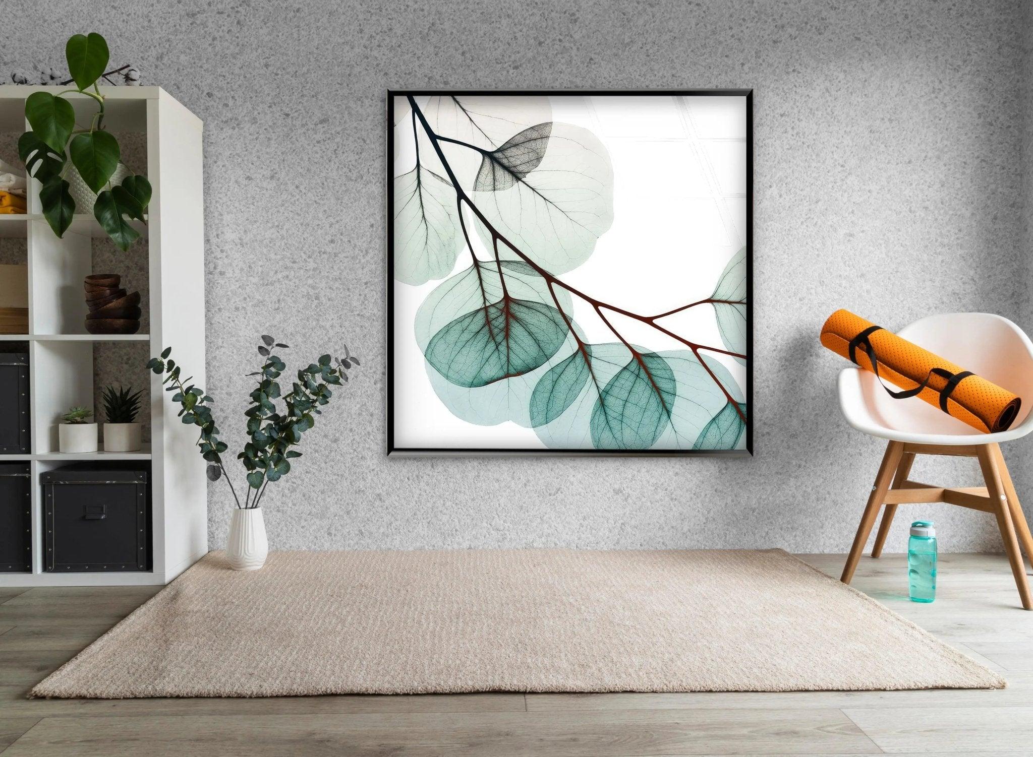 Albert Koetsier Xray Eucalyptus Glass Wall Art - Modern Botanical Decor for Living Room, Bedroom & Office - Unique Home Decor Gift Idea