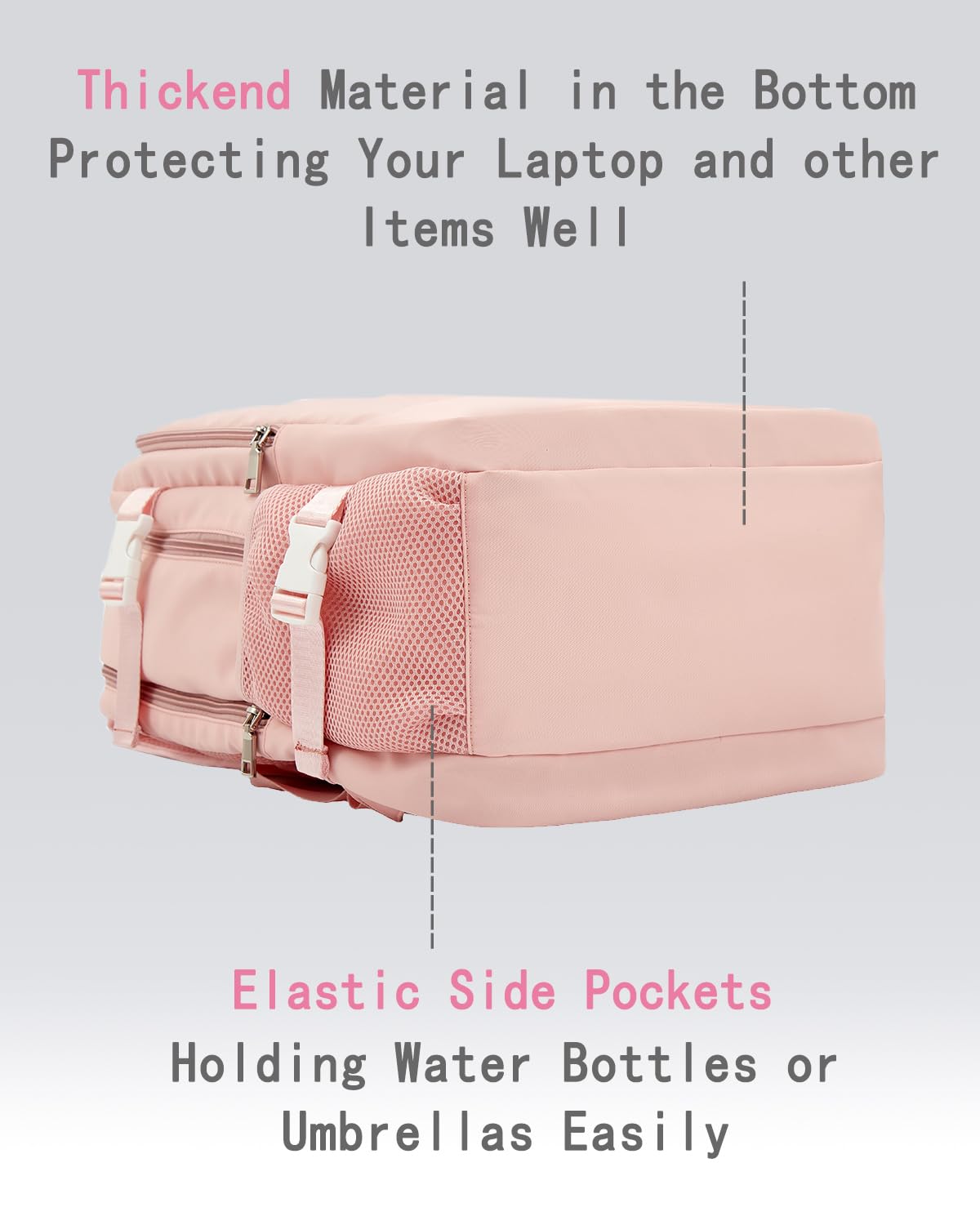 Women's Pink Travel Backpack - 15.6 Inch Laptop Carry-On Backpack with USB Charging Port, Lightweight Water-Resistant Daypack for Work, School & Airplane Travel