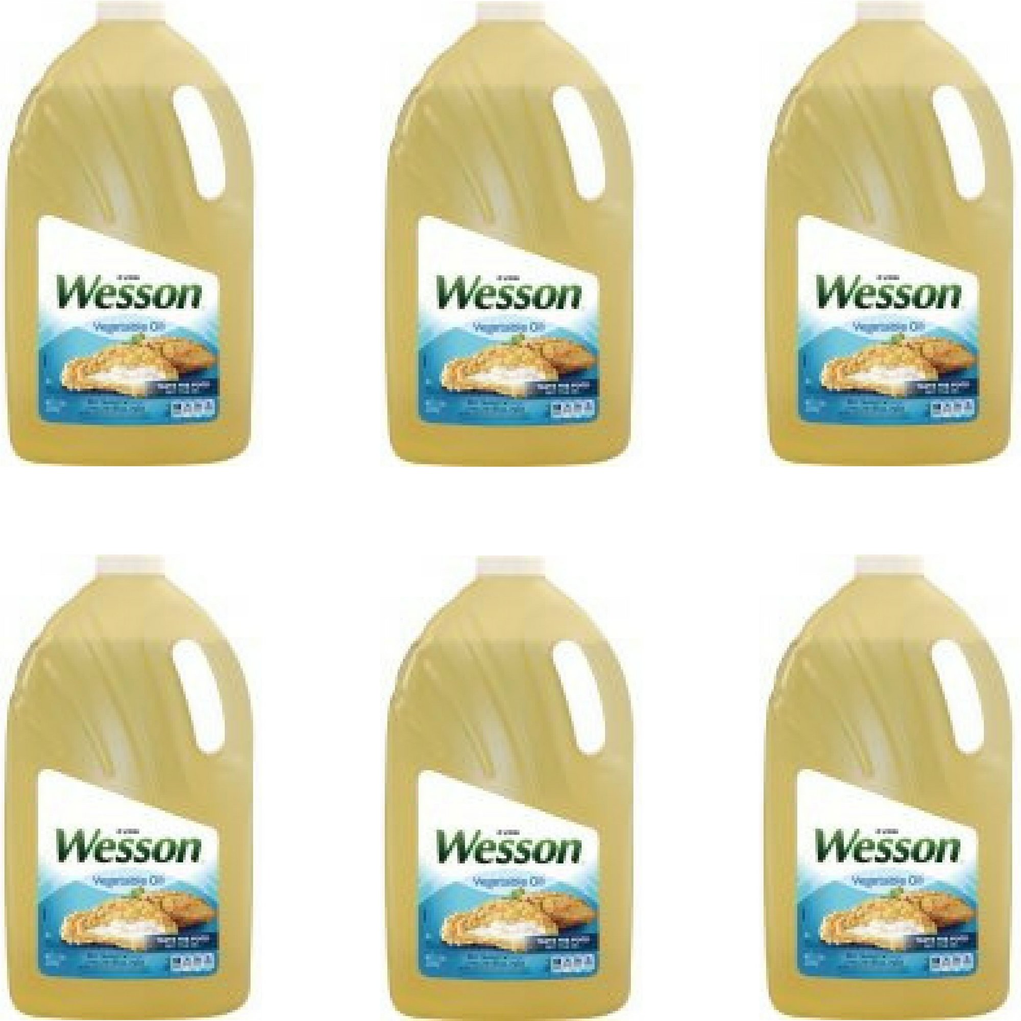 Wesson 100% Pure Natural Vegetable Oil, 1 Gallon (Pack of 6) - Perfect for Frying, Baking & Cooking | Healthy Kitchen Essential for Restaurants & Home Chefs