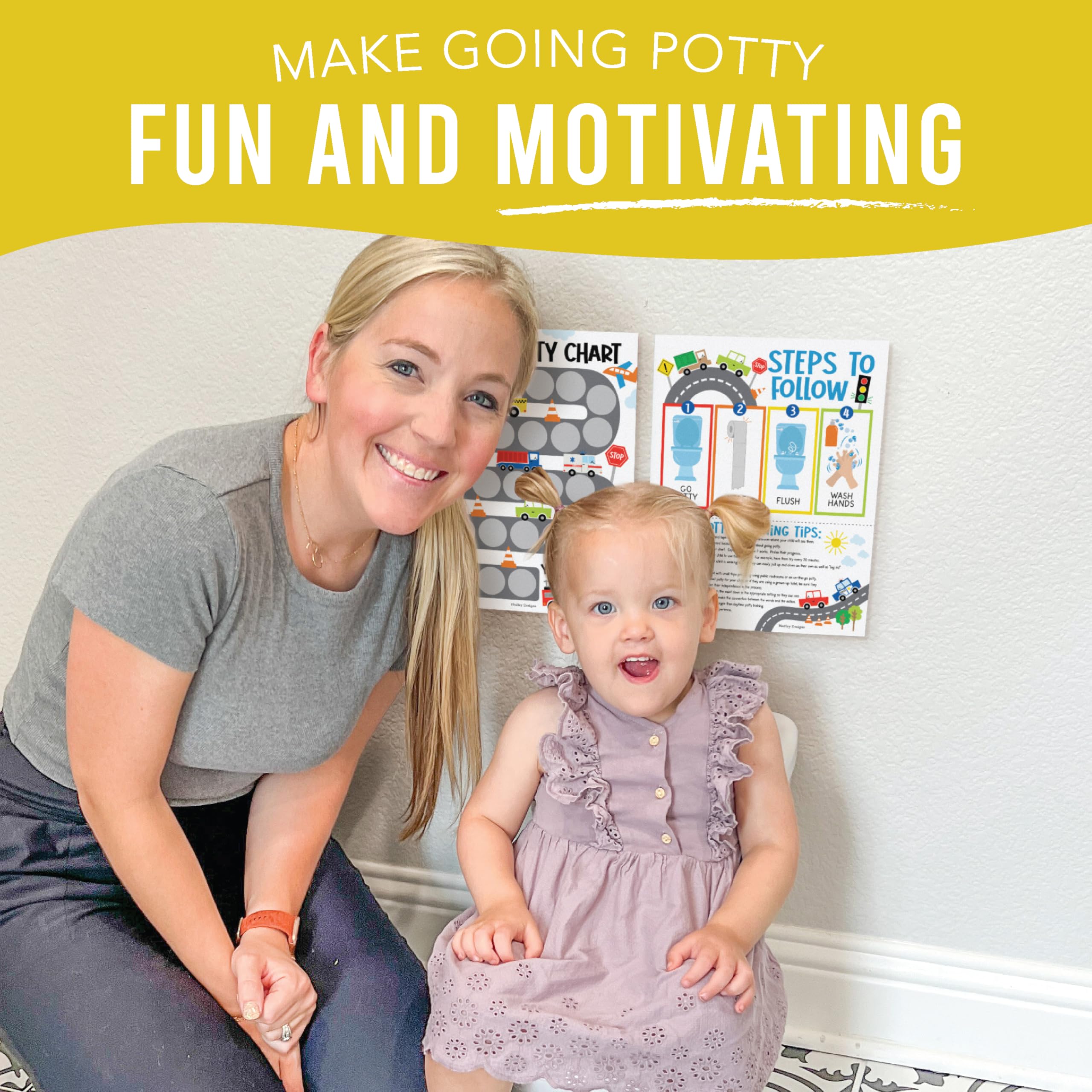 Hadley Designs Fun Potty Training Chart for Boys & Toddlers with Reward Stickers – Motivational Sticker Chart for Kids Potty Success | Perfect for Home, Daycare & Preschool Use
