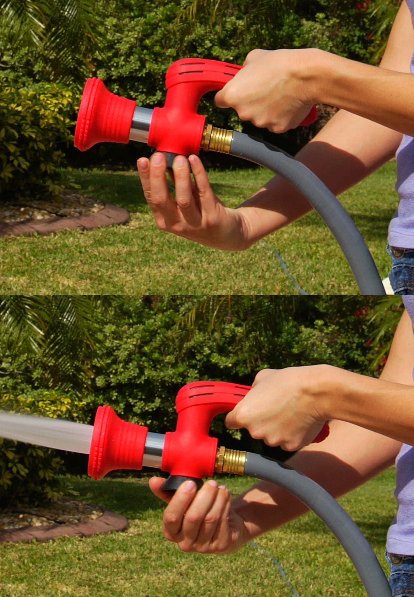Heavy Duty Garden Hose Nozzle - High Pressure Water Sprayer for Firefighting, Car Washing & Outdoor Cleaning (Red) - Perfect for Emergency Use, Fire Safety & Home Maintenance