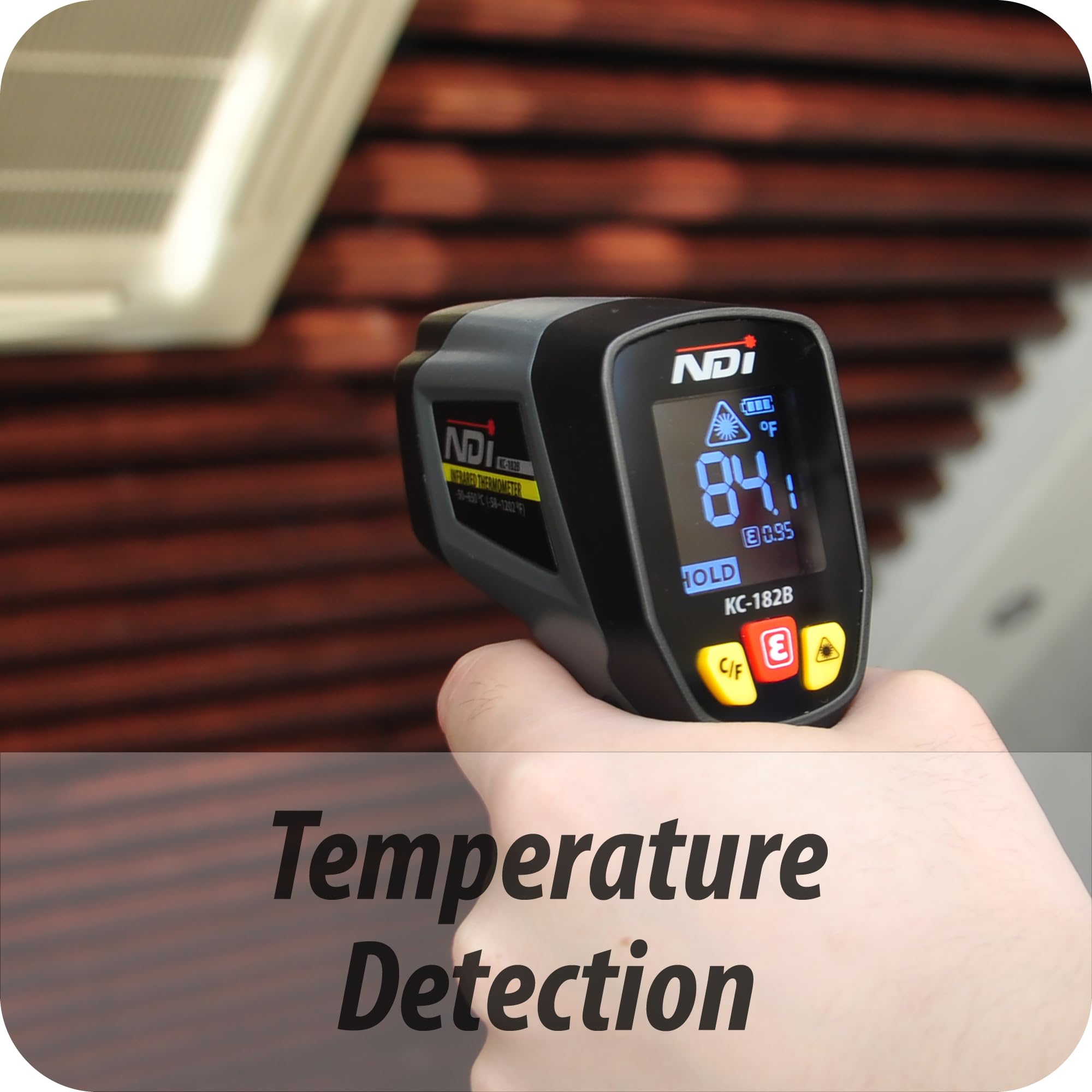 NDI Infrared Thermometer Gun -58°F to 1202°F, Digital Laser Temperature Reader with Adjustable Emissivity for Cooking, HVAC, Pizza Oven, Candy Making & Grilling - Perfect for Home Kitchen, Industrial Use & Food Safety Checks