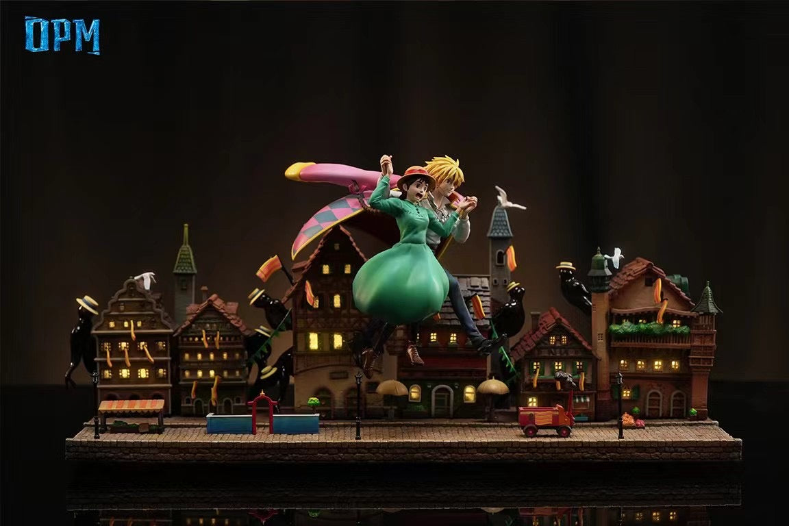 Howl’s Moving Castle Sophie and Howl's Aerial Stroll Desktop Scene - OPM Studio | Anime Collectible Figure for Home & Office Decoration | Perfect Gift for Studio Ghibli Fans
