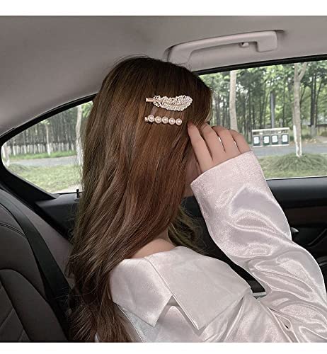 Elegant Pearl Hollow Metal Hair Clips for Women - Korean Style Hair Pins Set of 5 - Perfect for Weddings, Parties & Everyday Styling (White)