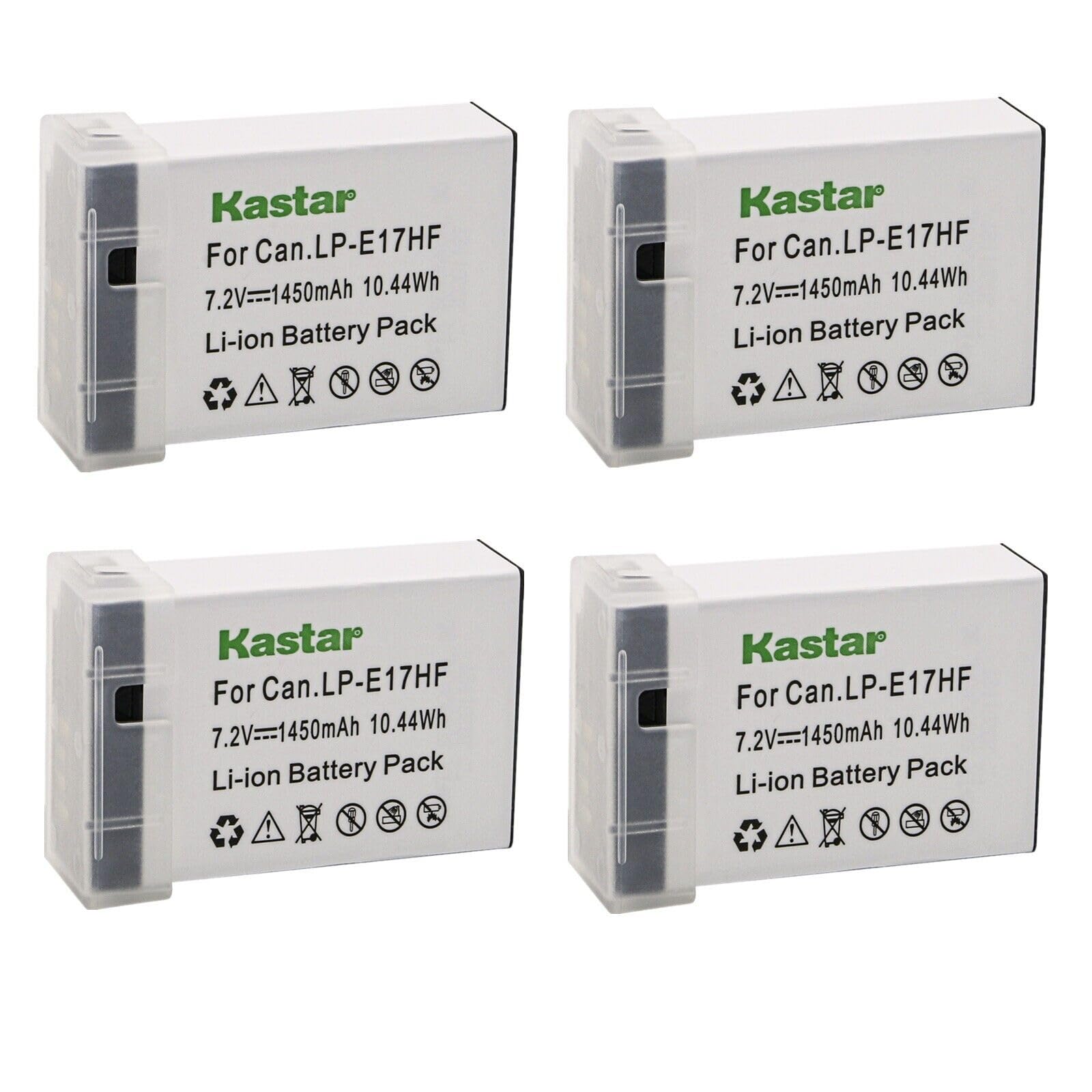Kastar 4-Pack LP-E17HF Replacement Battery for Canon LP-E17/LP-E17H (9967B02) & LC-E17/LC-E17E Charger - Compatible with Canon EOS RP, R8, R50, R100 Mirrorless Cameras & BG-E18 Battery Grip - Perfect for Travel Photography, Vlogging, and Professional Shooting