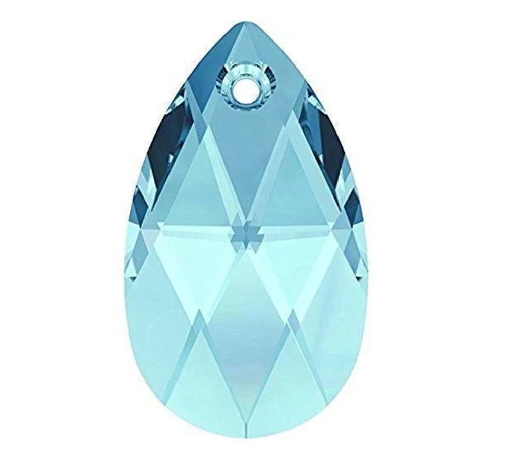 50pcs Czech Faceted Crystal Glass Pear Chandelier Pendant Beads - 22mm Large March Aquamarine Blue Birthstone for DIY Jewelry Making, Home Decor & Wedding Crafts | Perfect for Necklaces, Earrings, Suncatchers & Chandelier Projects