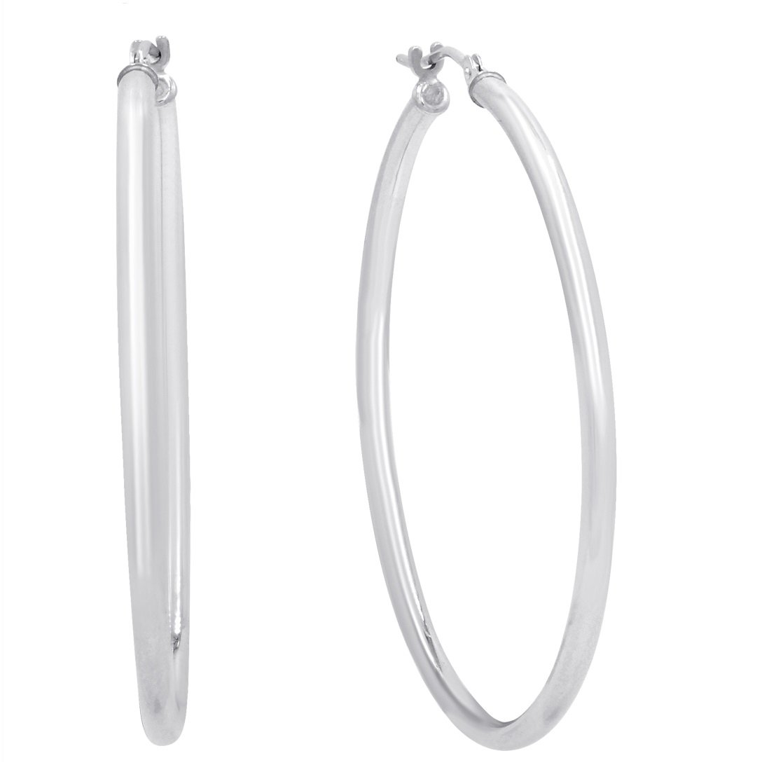Amanda Rose Collection 10K Yellow Gold & White Gold Classic Round Hoop Earrings for Women | 1/2