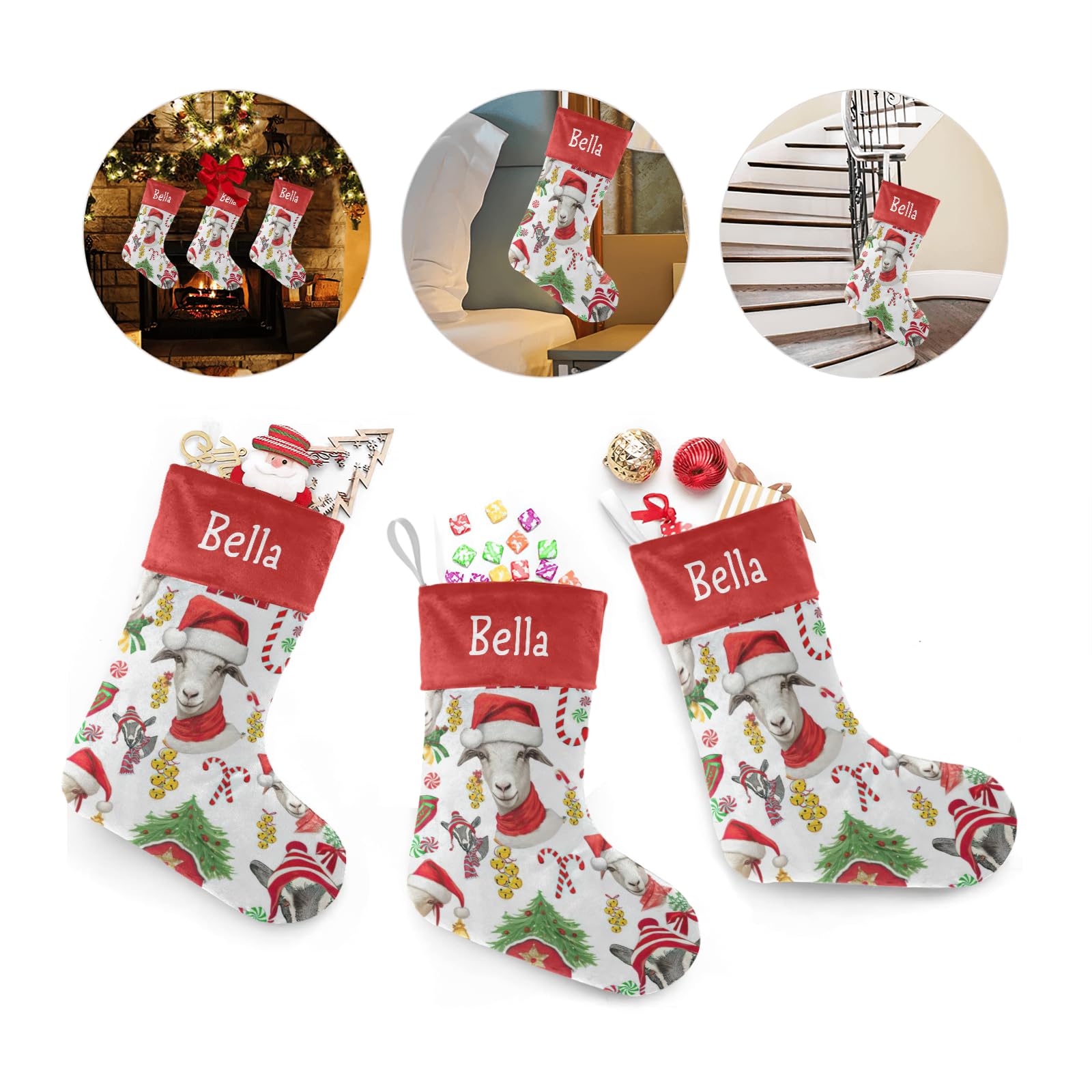 Personalized Christmas Stockings with Name - Custom Xmas Gift for Boys, Girls & Pets (17.52 x 7.87 Inch) - Holiday Decor for Fireplace, Bedroom & Christmas Tree    (Note: This optimized title includes:   1. SEO-friendly keywords like 