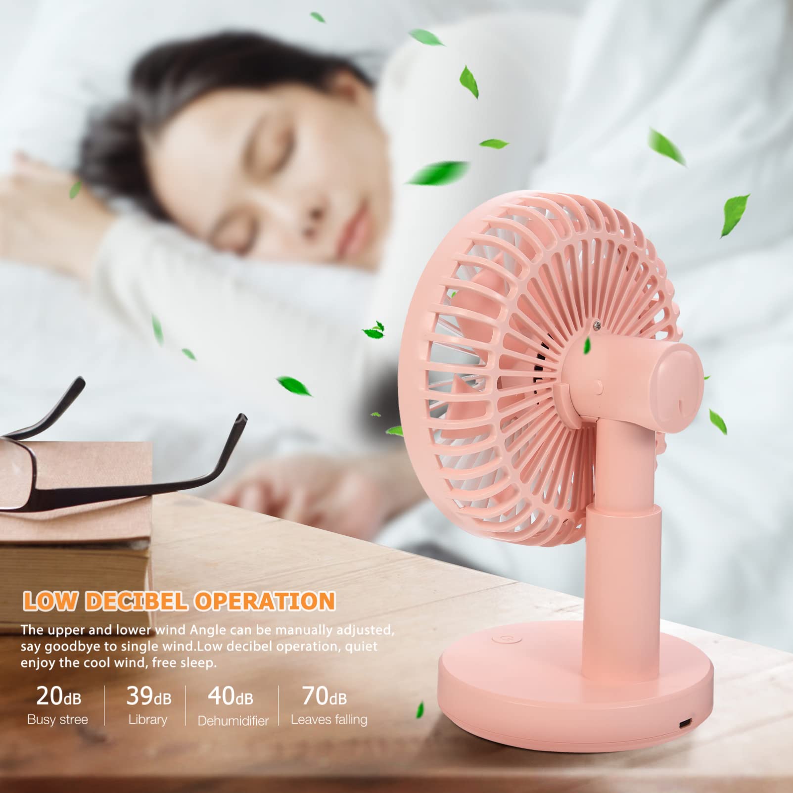 Homoyoyo USB Desk Fan - Portable Small Desktop Cooling Fan with USB Power for Office, Home, and Dorm Use | Quiet Personal Table Fan for Workspace, Bedside & Travel