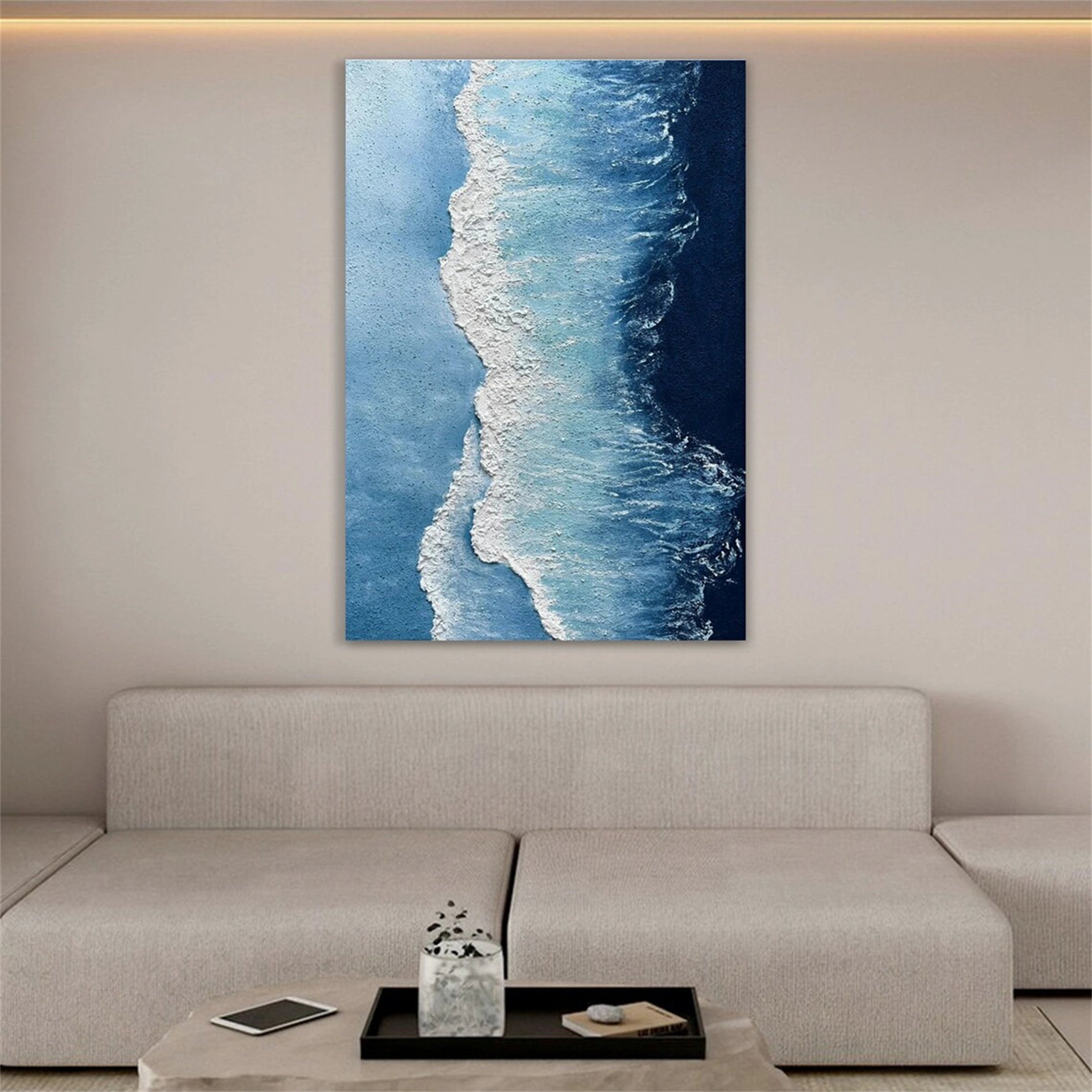 Ocean and Sky Painting #OS 063 - Handmade Canvas Wall Art for Home & Office Decor - Perfect for Living Room, Bedroom, or Office Wall Decoration