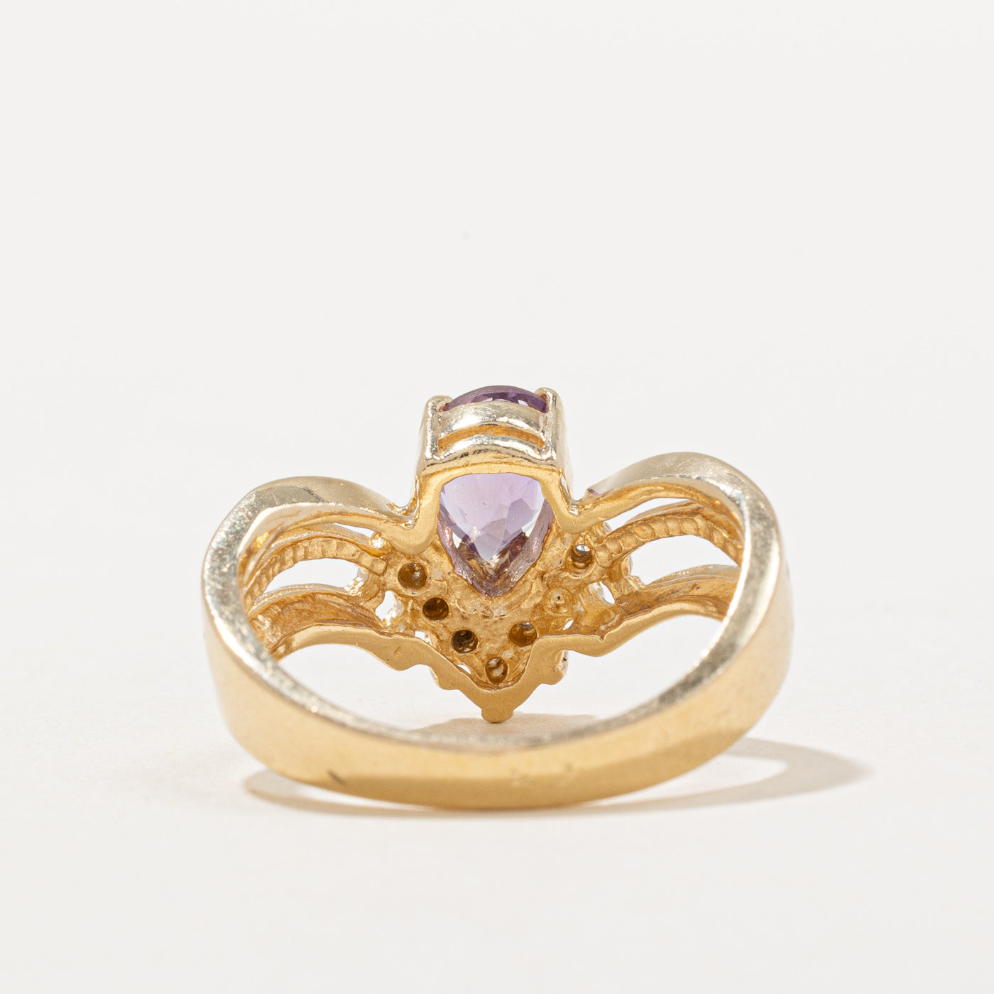 Amethyst & Diamond Chevron Ring - 0.60ct Natural Amethyst & 0.04ctw Diamonds | Size 6.25 | Elegant Purple Gemstone Jewelry for Women | Perfect for Weddings, Anniversaries & Special Occasions