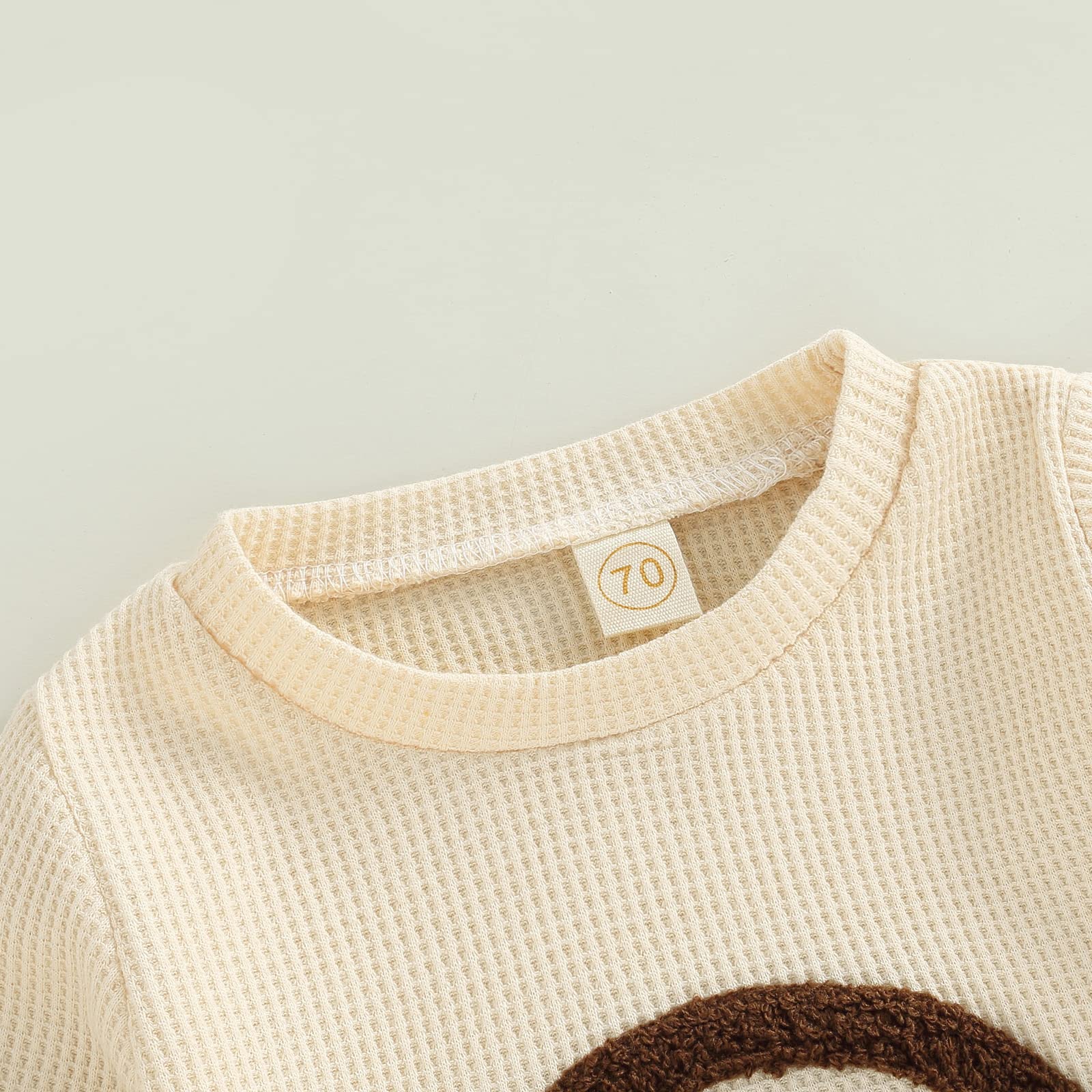 Newborn Baby Boy & Girl Clothes Set - 2PCS Fall Winter Waffle Outfit with Rainbow/Letter Design - Cozy Sweatsuits for Infant Daily Wear & Photo Shoots