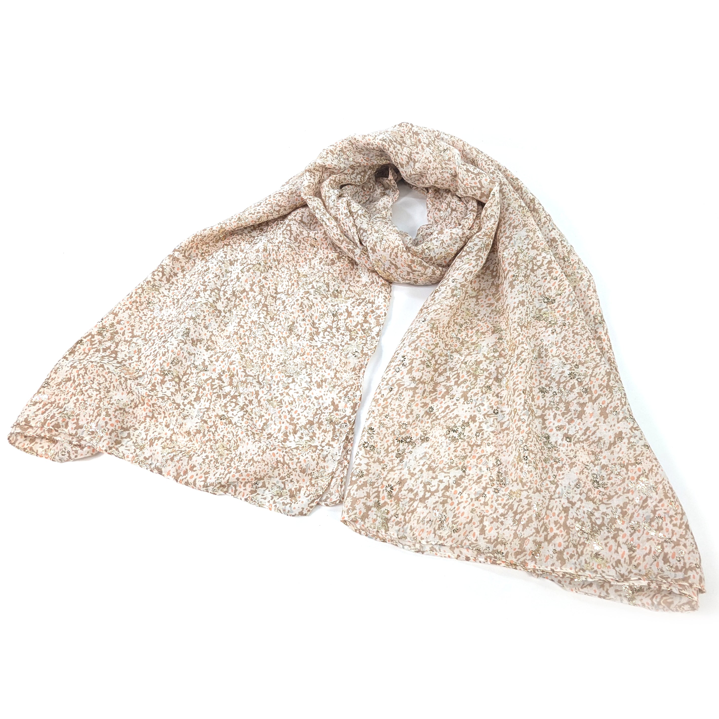 Daisy Sparkle Scarf - Soft Hazelnut Cream Womens Fashion Accessory (42x180cm) for Fall Winter Outfits & Special Occasions