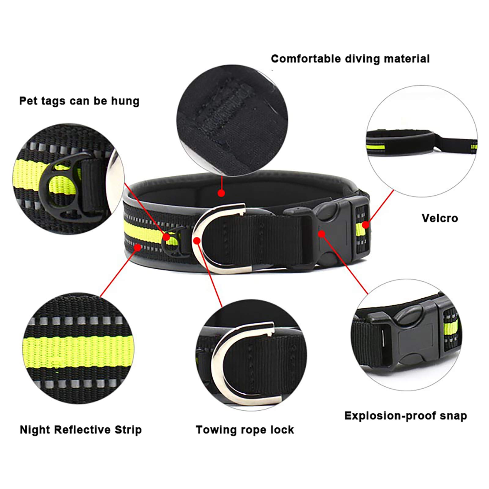 Reflective Dog Collar for Large & Small Breeds - Night Safety