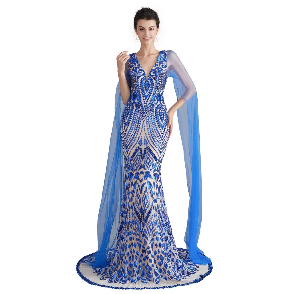 Engerla Sequin Prom Dress - Silver Mermaid Evening Gown with V-Neck for Bridal Party, Homecoming, Pageant & Formal Events