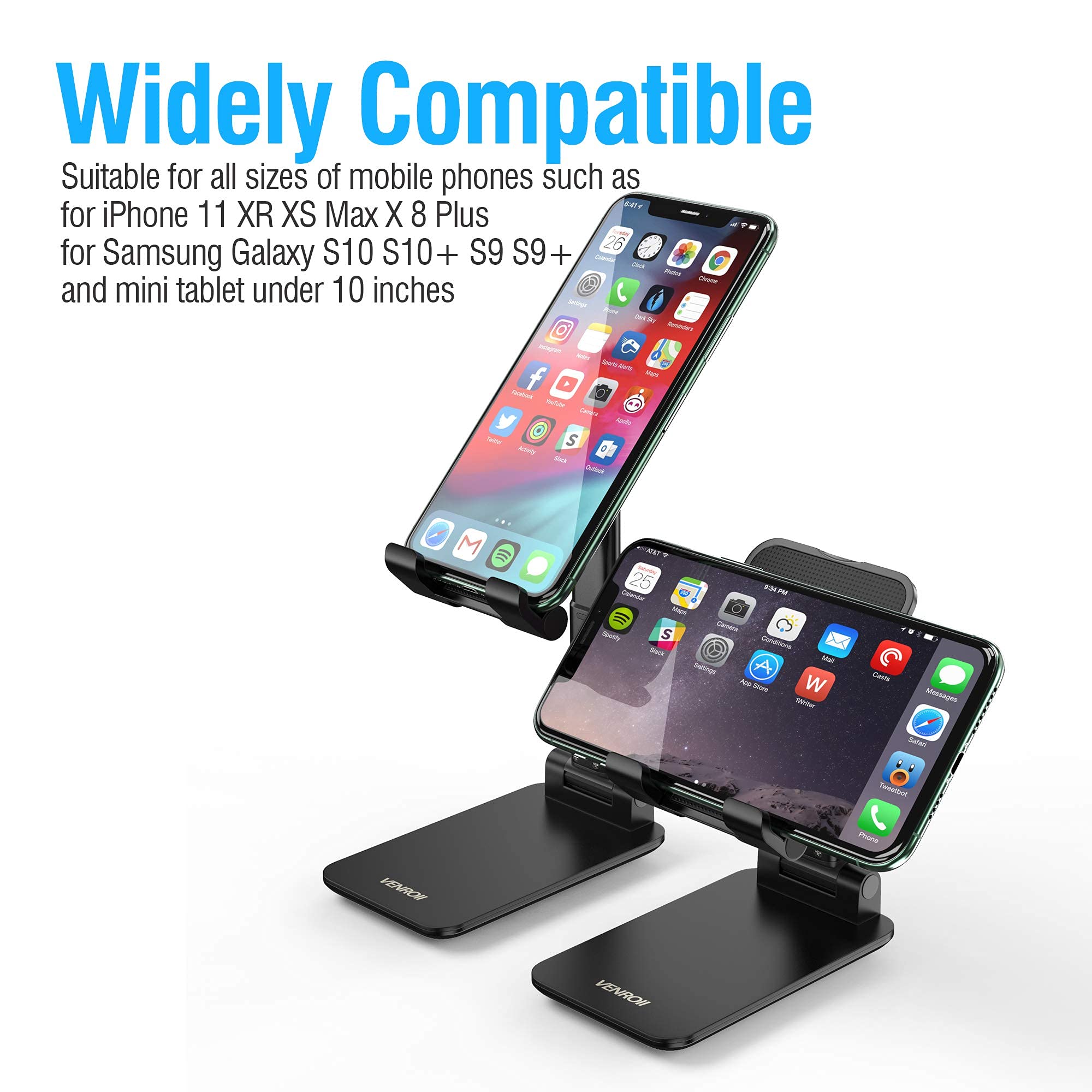 Adjustable Phone Stand for Desk - Foldable Holder Compatible with iPhone & Smartphones - for Work & Watching Videos