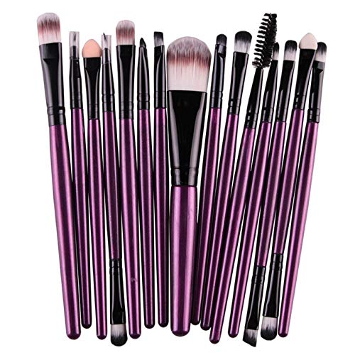 15-Piece Professional Makeup Brush Set - Eyeshadow, Eyeliner & Lip Brushes for Flawless Beauty Application | Perfect for Daily Makeup & Professional Makeup Artists (Handle Color: ZB)