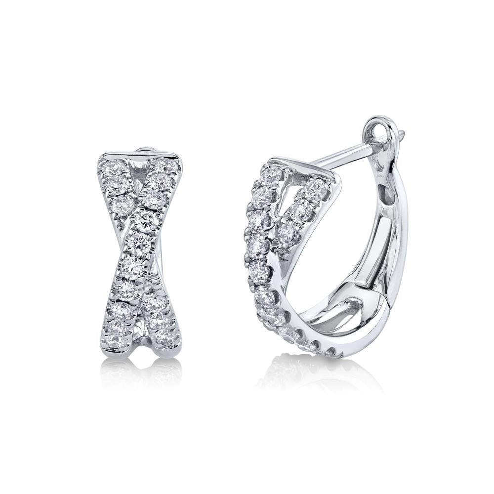 0.40 Carat Diamond Huggie Hoop Earrings - 14K Gold Dainty Everyday Stud Earrings for Women - Perfect for Work, Date Night & Special Occasions