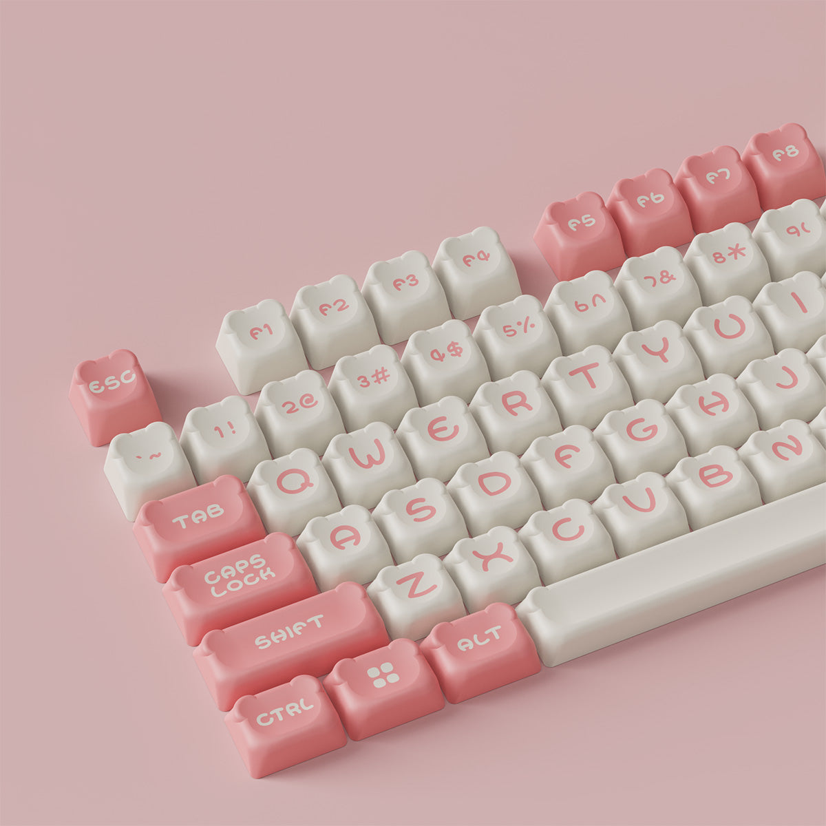 Akko Sakura Bear OEM Profile PBT Keycap Set - 122 Keys for Mechanical Keyboards - Perfect for Gaming, Typing & Custom Builds