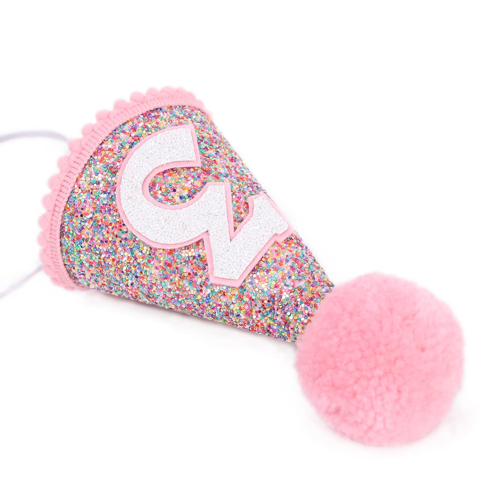 Sparkly Rainbow Cone Birthday Hat - Glitter Party Hat for Birthday Celebrations, Festive Party Decorations for Kids & Adults Birthday Parties