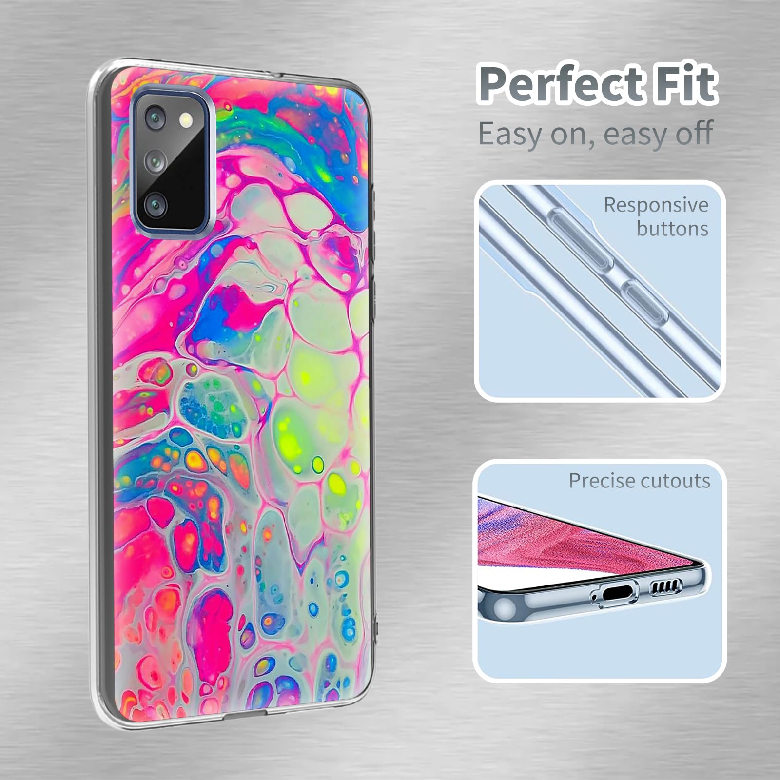 Abstract Marble Clear Case for Samsung Galaxy A02S - Slim Liquid Silicone Phone Cover for Men & Women - Full Body Protection Soft Gel Rubber Case - Perfect for Everyday Use, Work, and Travel