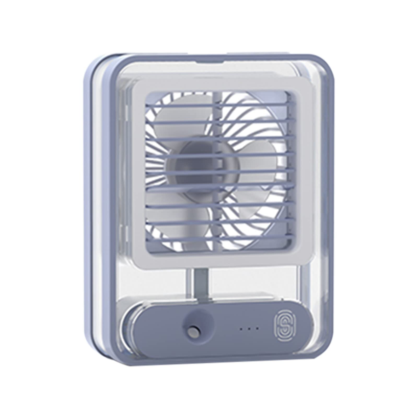 USB Rechargeable Mini Ceiling Fan with Night Light - Portable Hanging Fan for Outdoor, Indoor, Camping & Office - 3 Speed Quiet Desktop Fan with LED Light (Blue)
