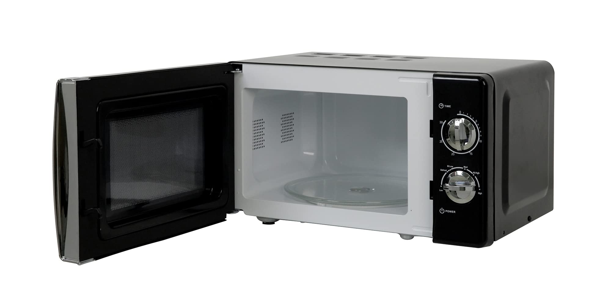 Russell Hobbs RHMM701B 17 Liter 700W Black Manual Microwave - 5 Power Levels, Timer, Defrost Function, Easy Clean Interior - Perfect for Small Kitchens, Dorms & Office Break Rooms