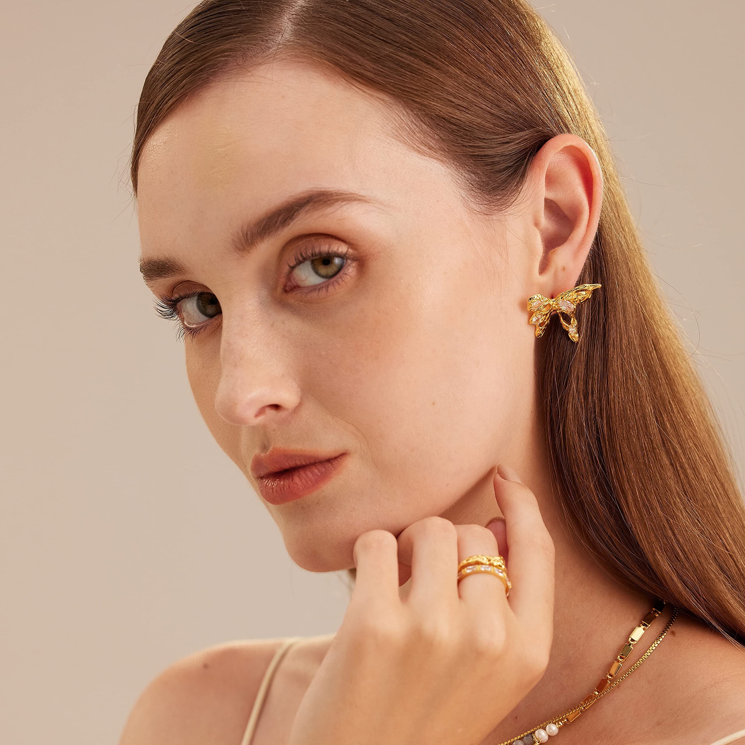 18K Gold Stud Earrings for Women - Hypoallergenic Flat Back Ear Studs | C.Paravano Luxury Jewelry | Perfect for Everyday Wear, Office & Special Occasions