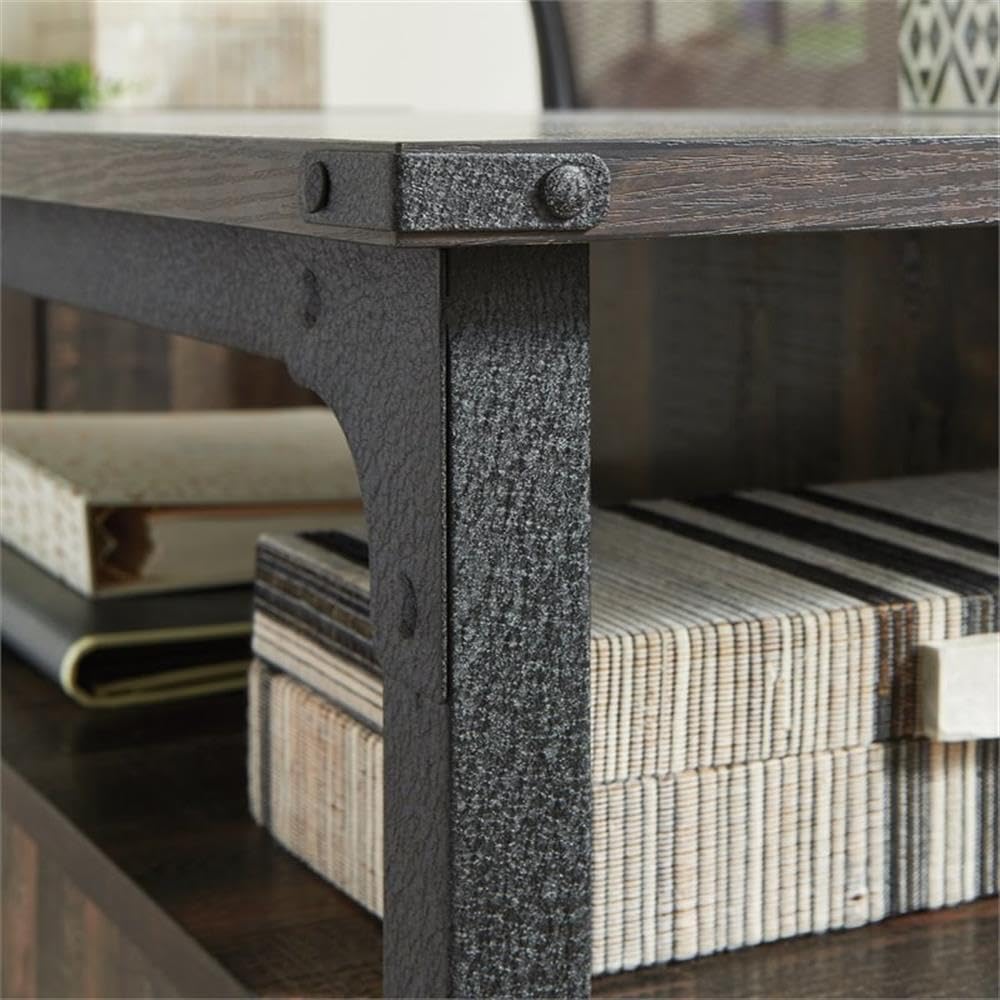 Sauder Carell Double Pedestal Executive Desk - Engineered Wood Carbon Oak Finish - Home Office & Business Workspace Desk for Professionals