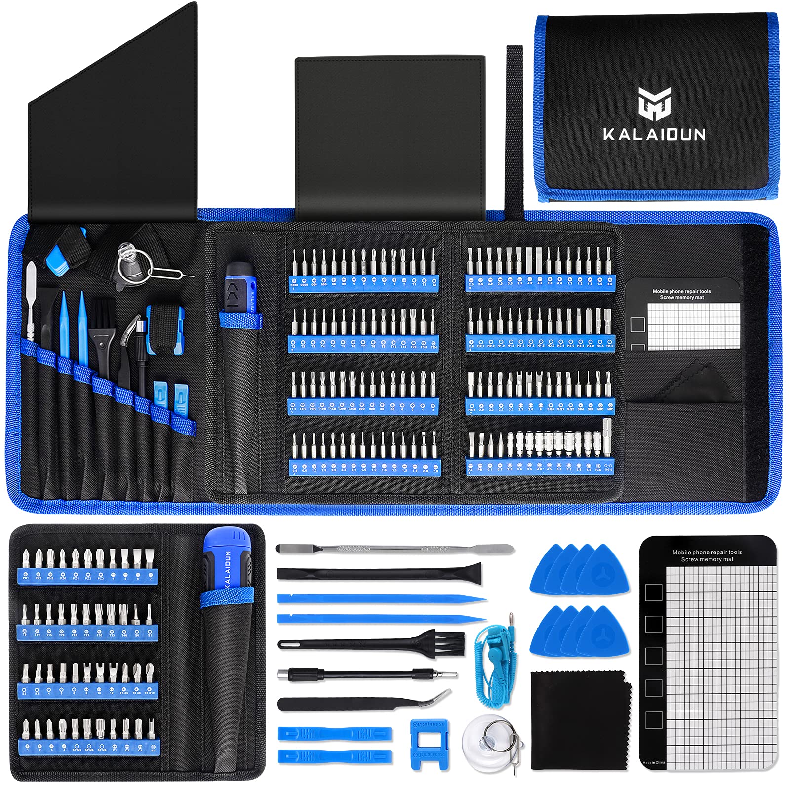 KALAIDUN 190-in-1 Magnetic Precision Screwdriver Set with 164 Bits - Professional Repair Tool Kit for iPhone, MacBook, Computer, Xbox, PS5, Nintendo Switch, Laptop & Electronics - Ideal for Home DIY, Phone Repair & Game Console Maintenance (Blue)