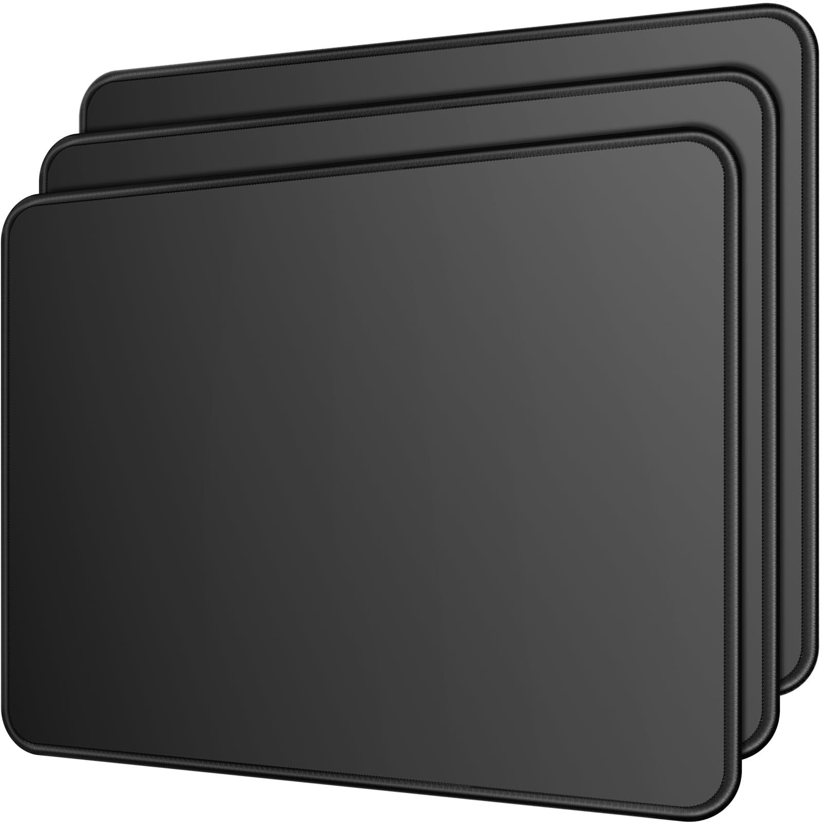 Premium 3-Pack Large Non-Slip Mouse Pads with Stitched Edges - Waterproof & Textured Surface for Computers, Laptops, PC Gaming & Office Work (8.5x11 Inches, Black) - Perfect for Home Office, Gaming Setup & Workspace Ergonomics