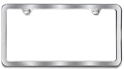 Brushed Finish 2 Hole License Plate Frame - Durable Metal Car Tag Holder for Vehicles, Trucks & SUVs - Perfect for Customization & Personalization