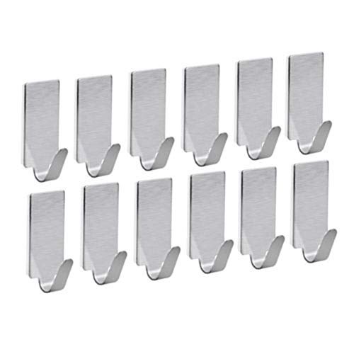 Self Adhesive Hooks - Ultra Strong Wall Hangers for Hats, Caps, Keys & Kitchen Utensils - 12 Pack Silver - Perfect for Kitchen, Bathroom, Cabinet & Closet Organization
