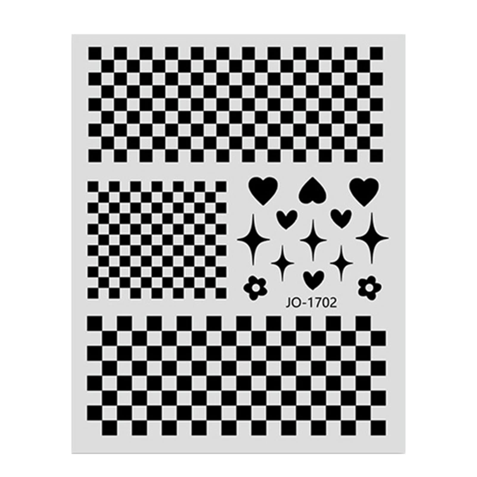 YOXIER Checkerboard Pattern Nail Art Stickers - Self-Adhesive Nail Decals for Manicure, Fashion Nail Tips & Nail Decoration Supplies | Perfect for DIY Nail Art, Salon Use & Party Nail Designs