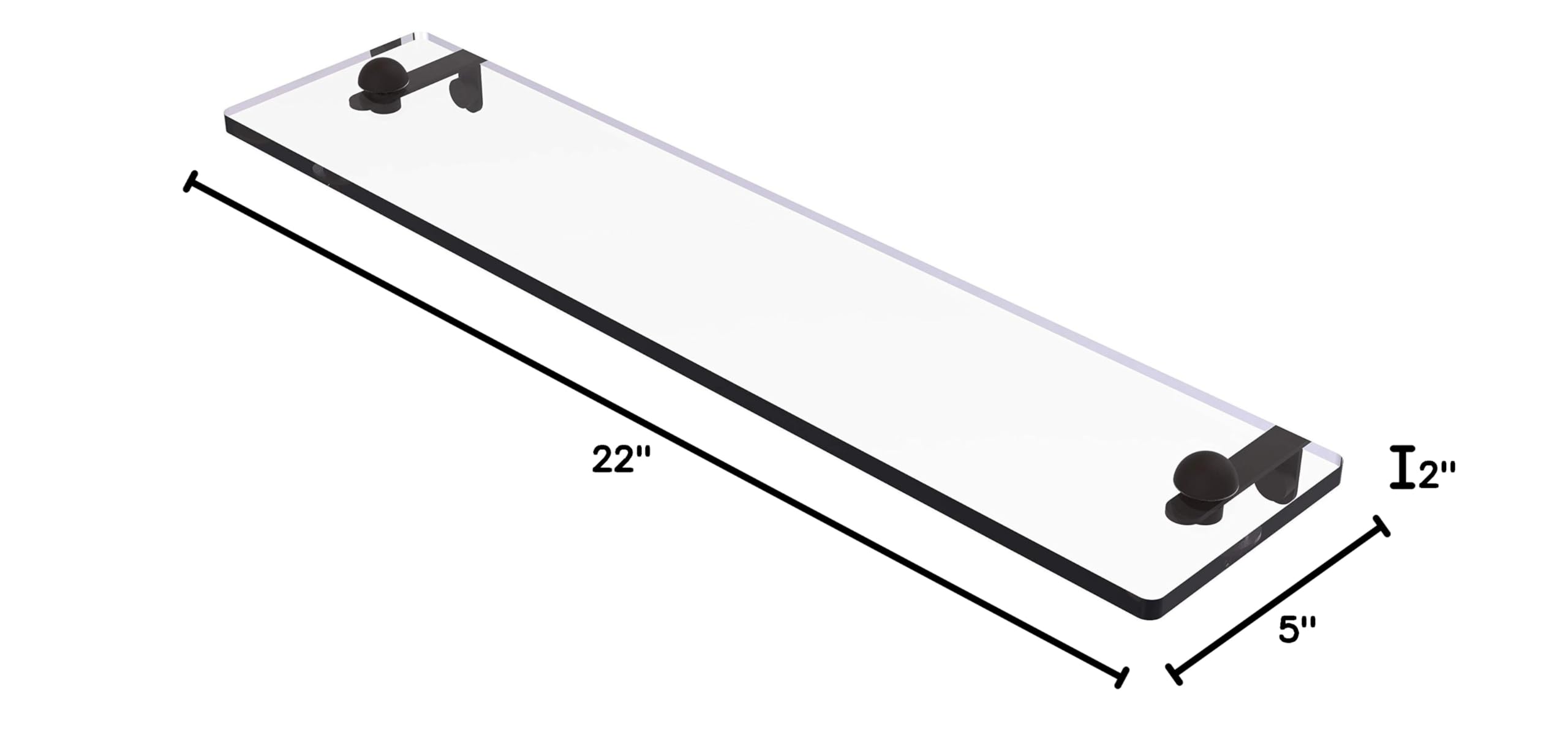 Allied Brass RC-1/22 22 Inch Bathroom Vanity Glass Shelf with Beveled Edges - Oil Rubbed Bronze Finish for Modern Bathroom Decor and Storage
