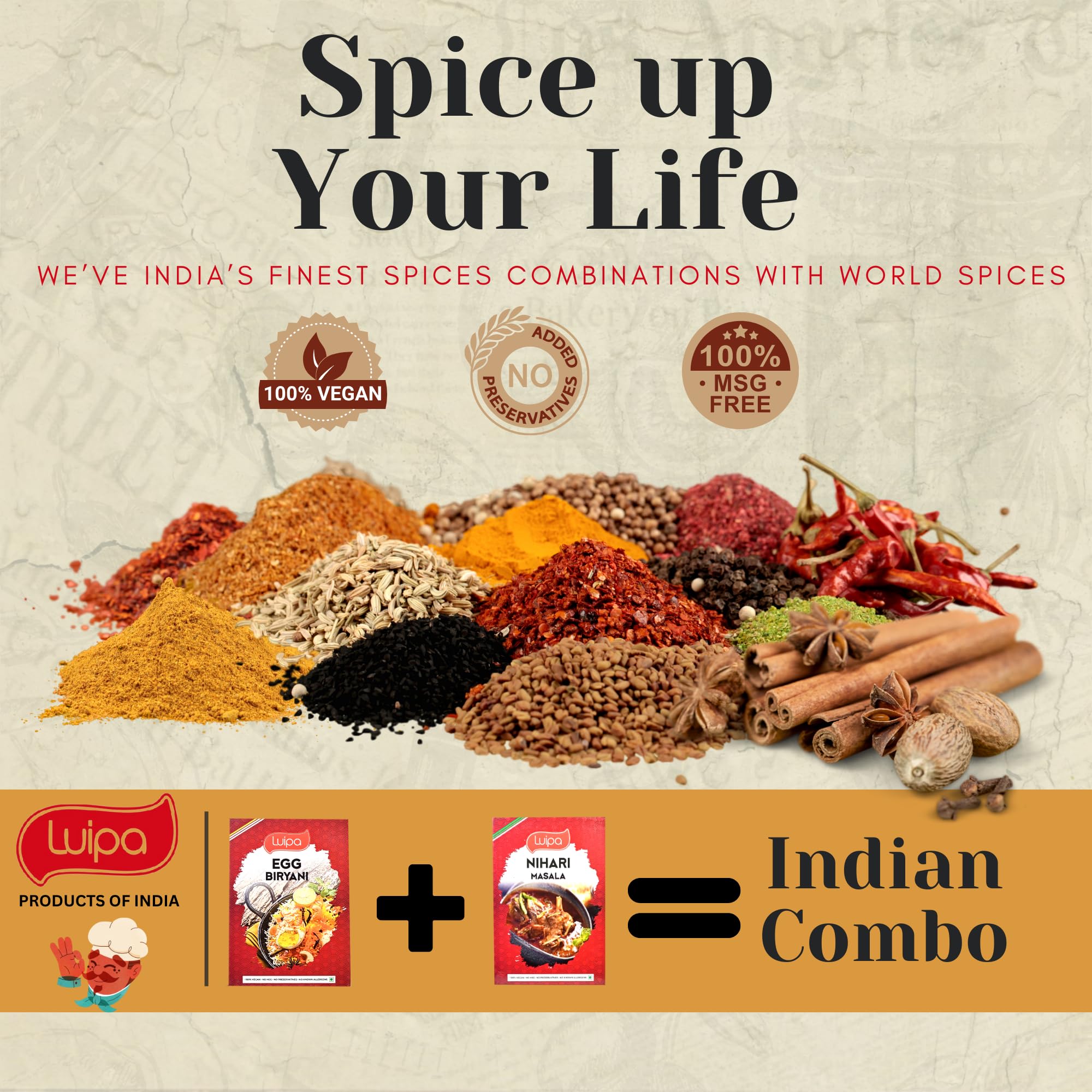 Luipa Egg Biryani & Nihari Masala Spice Combo - 100% Vegan, No MSG, No Preservatives - 50g Each - Perfect for Indian Cooking, Vegan Recipes & Flavorful Home Meals