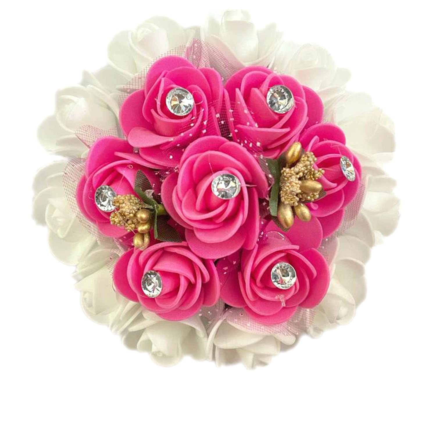 Maahal Full Bun Foam Flower Hair Bun Gajra - Bridal Hair Styling Accessories for Women & Girls - Perfect for Weddings, Parties & Special Occasions