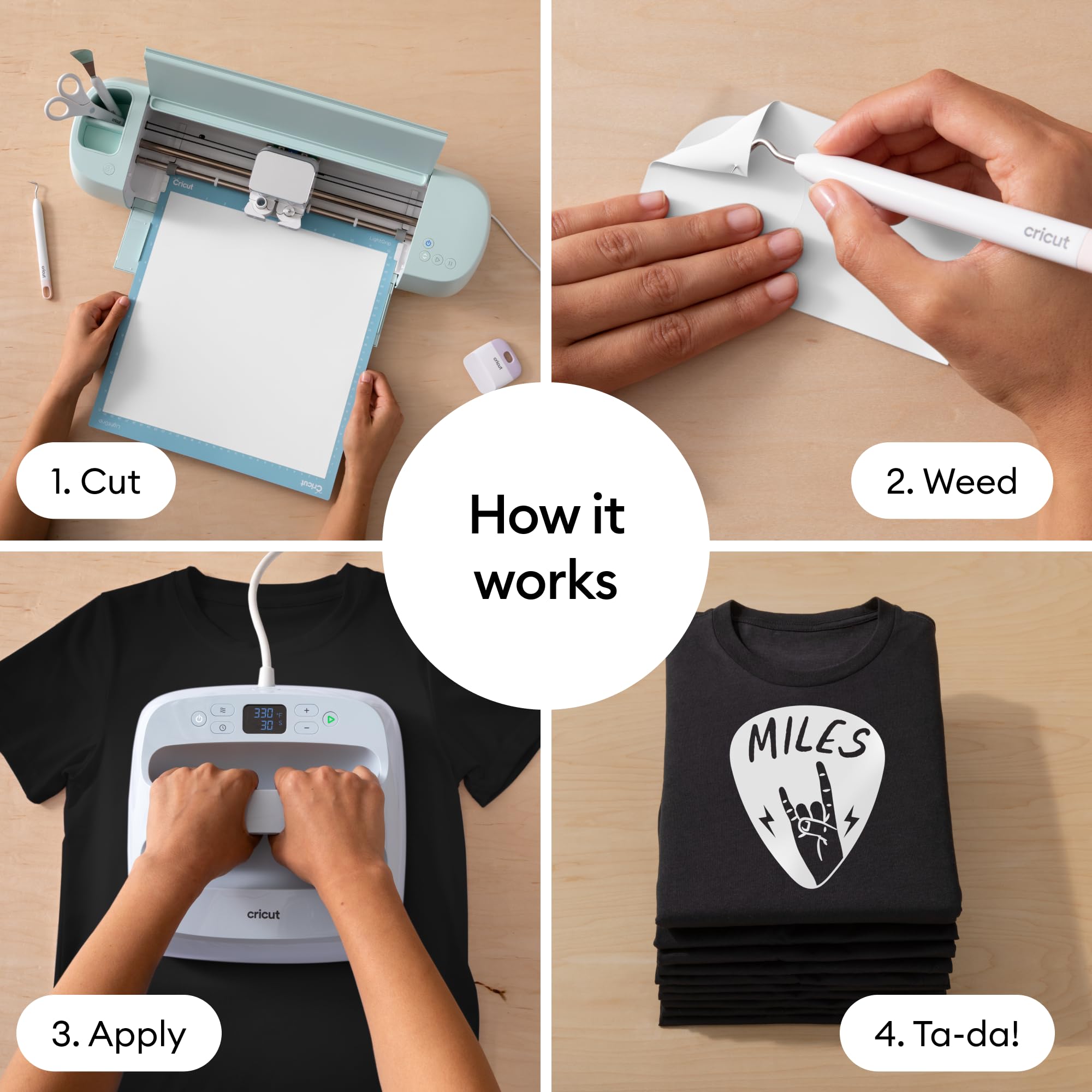 Cricut® White Iron-On Heat Transfer Vinyl (HTV) - 12 in x 5 ft Roll for DIY T-Shirts, Bags & Crafts | Machine Washable & Durable