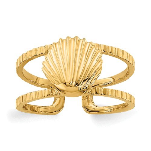 14K Yellow Gold Shell Toe Ring for Women - Elegant Beach Wedding Jewelry Gift for Her - Perfect for Summer Vacations & Boho Fashion